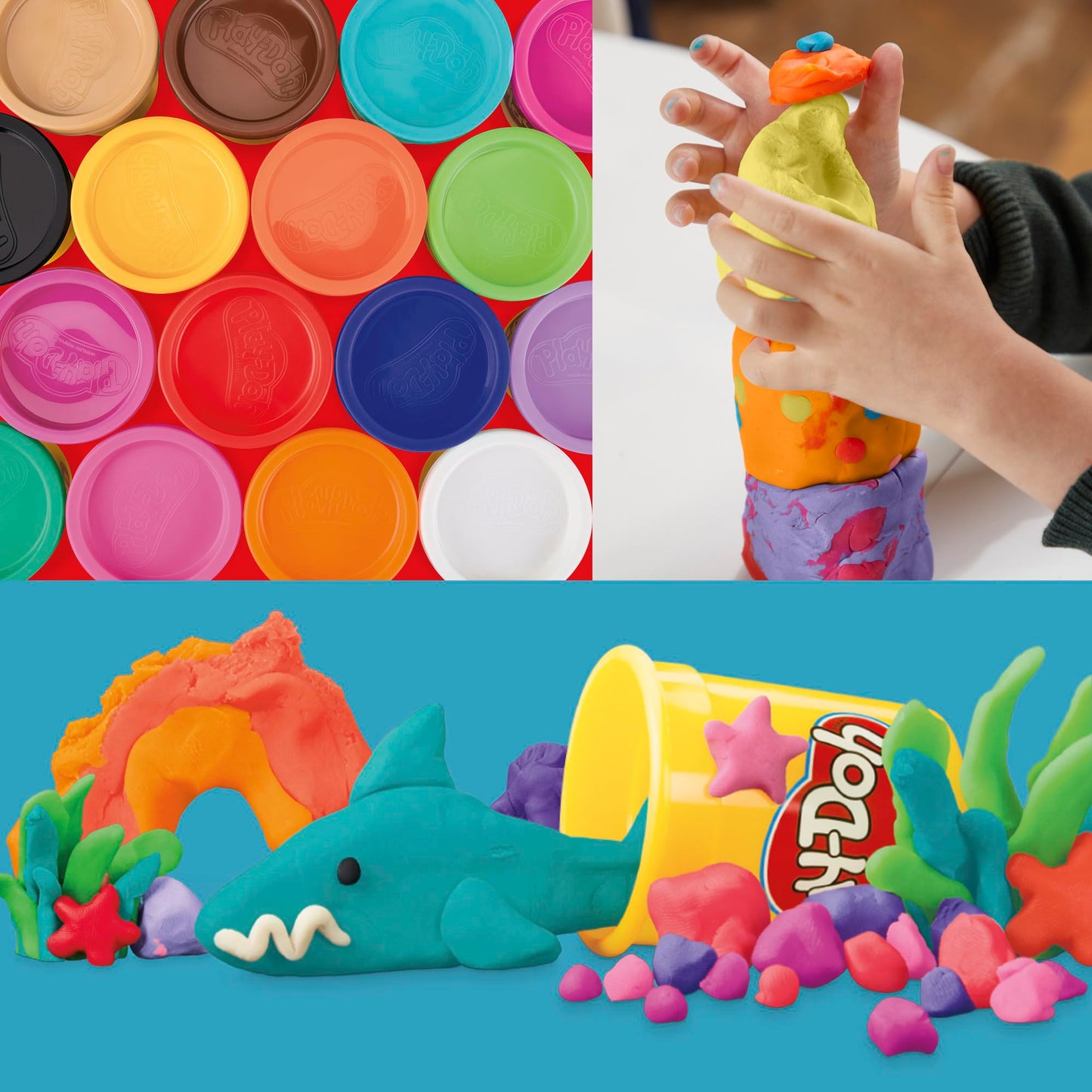 Play-Doh rainbow color pack with 22 cans, many for crafting and kneading, perfect as a birthday gift for children - F9820