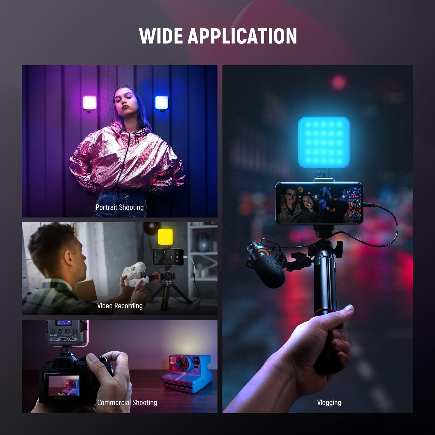 NEEWER RGB62 Magnetic RGB video light with improved app control