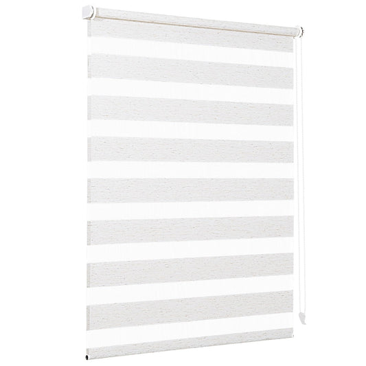 Sekey double roller blind Klemmfix without drilling for windows, double roller blind 95 cm wide, duo roller blind sun protection, 95x210cm, linen - BL-2443
