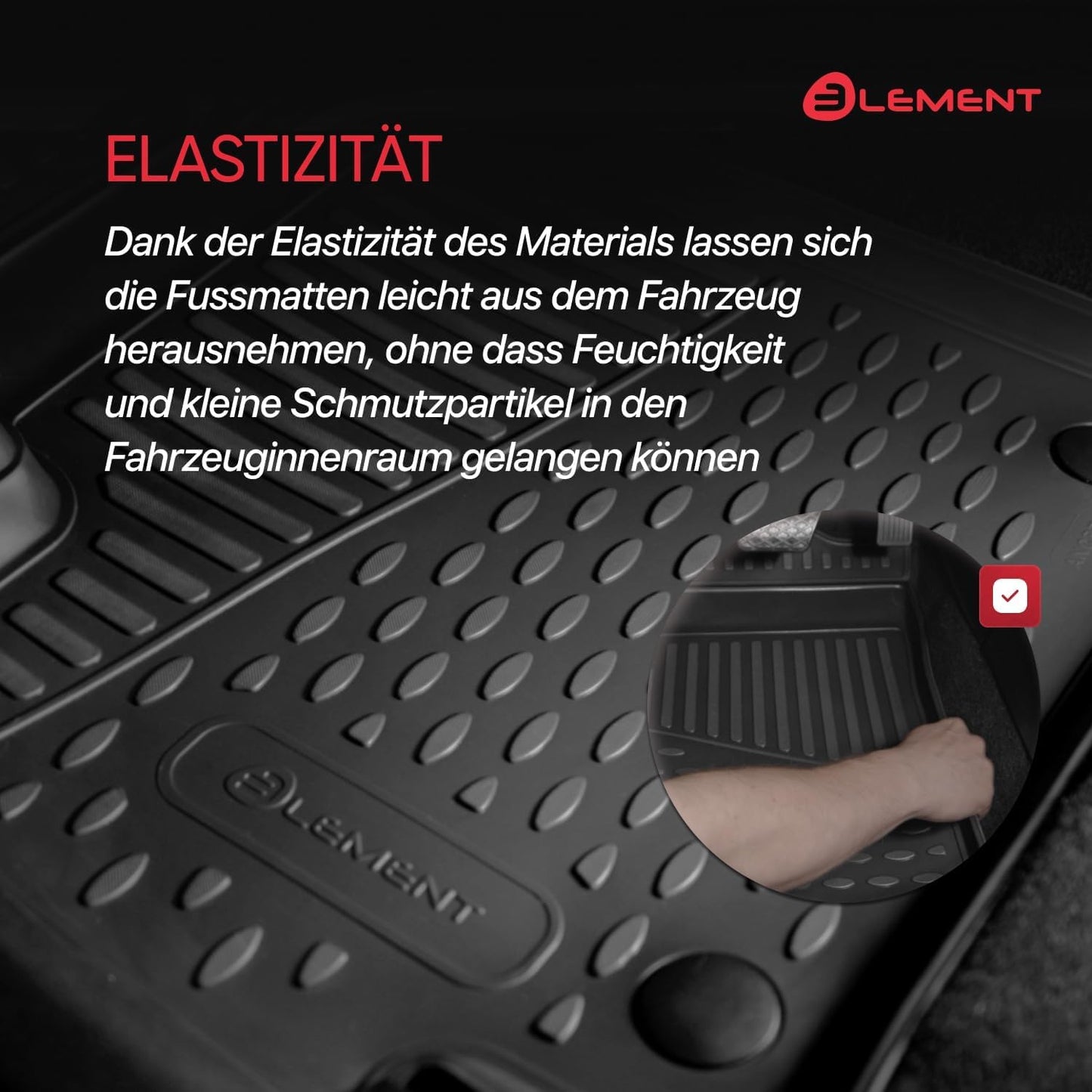 Element 3D rubber floor mats suitable for SEAT Leon III | Year of construction 2012-2020 (5F) | 100% custom-fit all-weather floor mats made of TPE, high edge, waterproof, non-slip, odorless