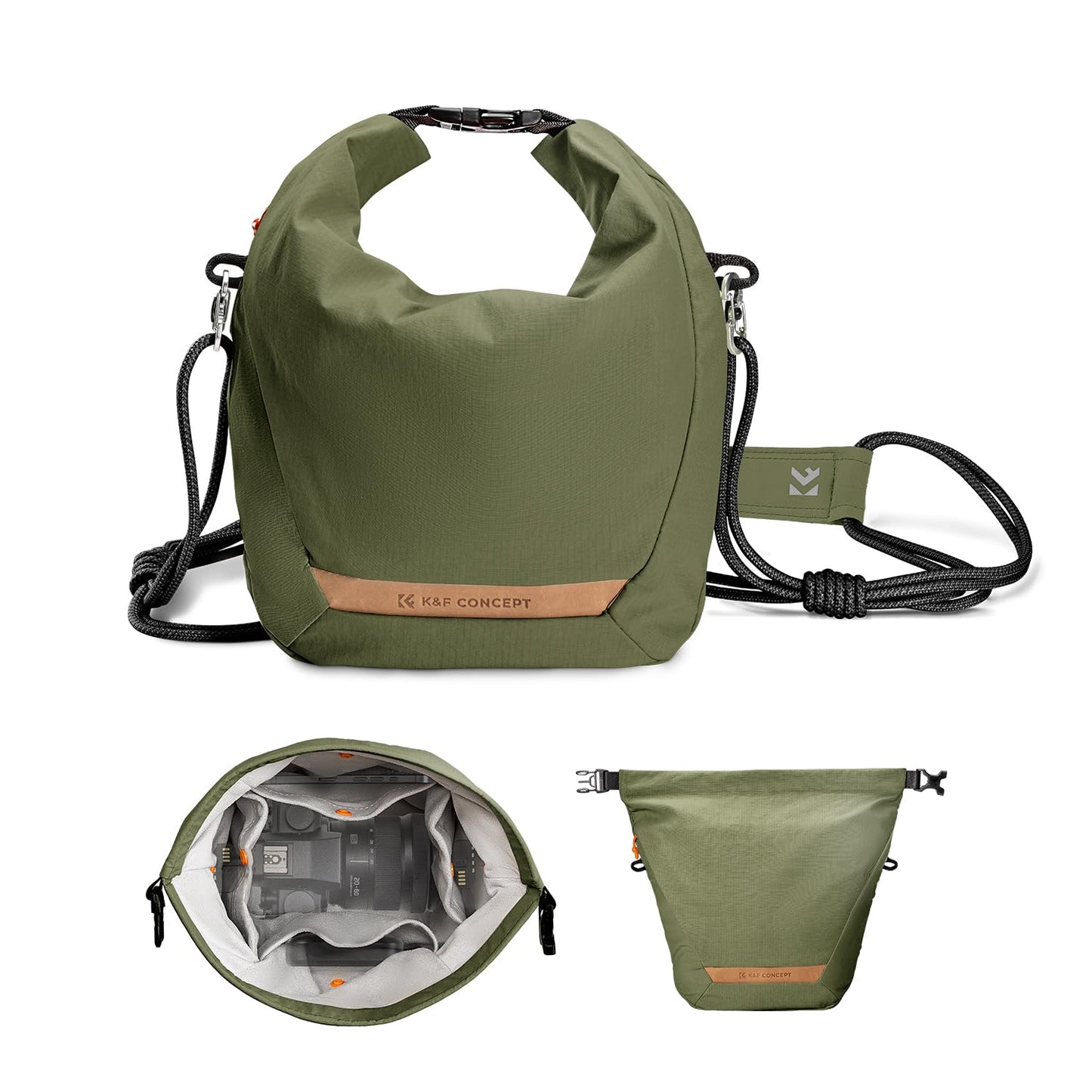 K&F CONCEPT Camera Bag, Fashionable Shoulder Bag, Portable Lightweight Camera Bag, Suitable for Small Liner Bag with Mirrorless Camera (Green) - KF13.168V3