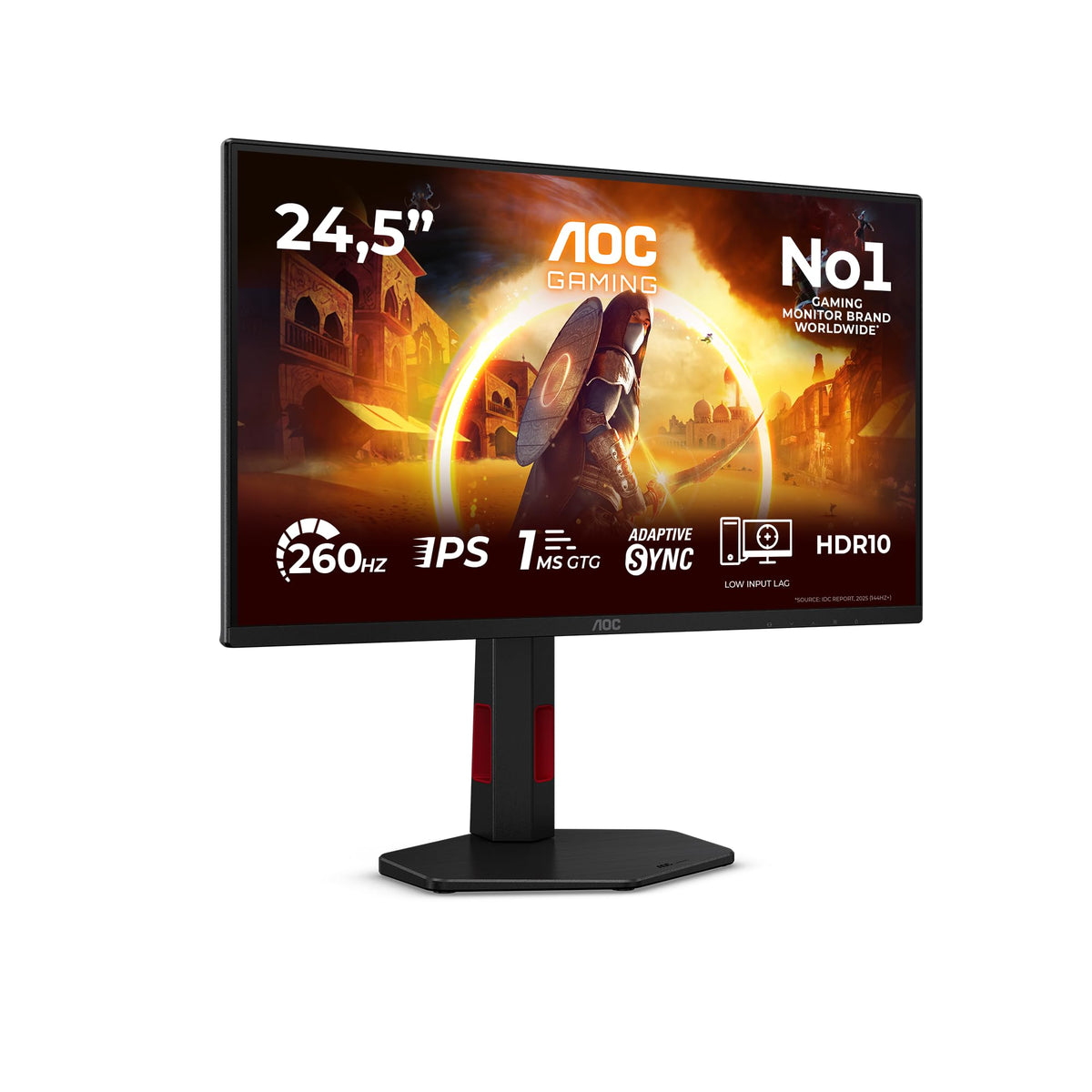 AOC 25G4ZR Monitor de 25 inch FHD, 260Hz, panou Fast IPS, 1ms GtG, Adaptive Sync, HDR10, compatibil G-Sync, ajustare pe înălțime, (1920x1080 HDMI 2X 2.0 DP 1x 1.4) negru