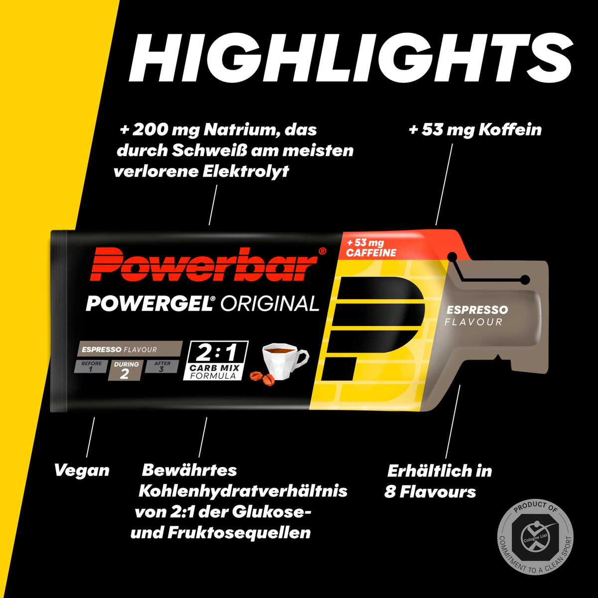 Powerbar PowerGel (24x41g) Espresso (cu cafeină) - Energie & Stamina - Gel de energie - 22030600