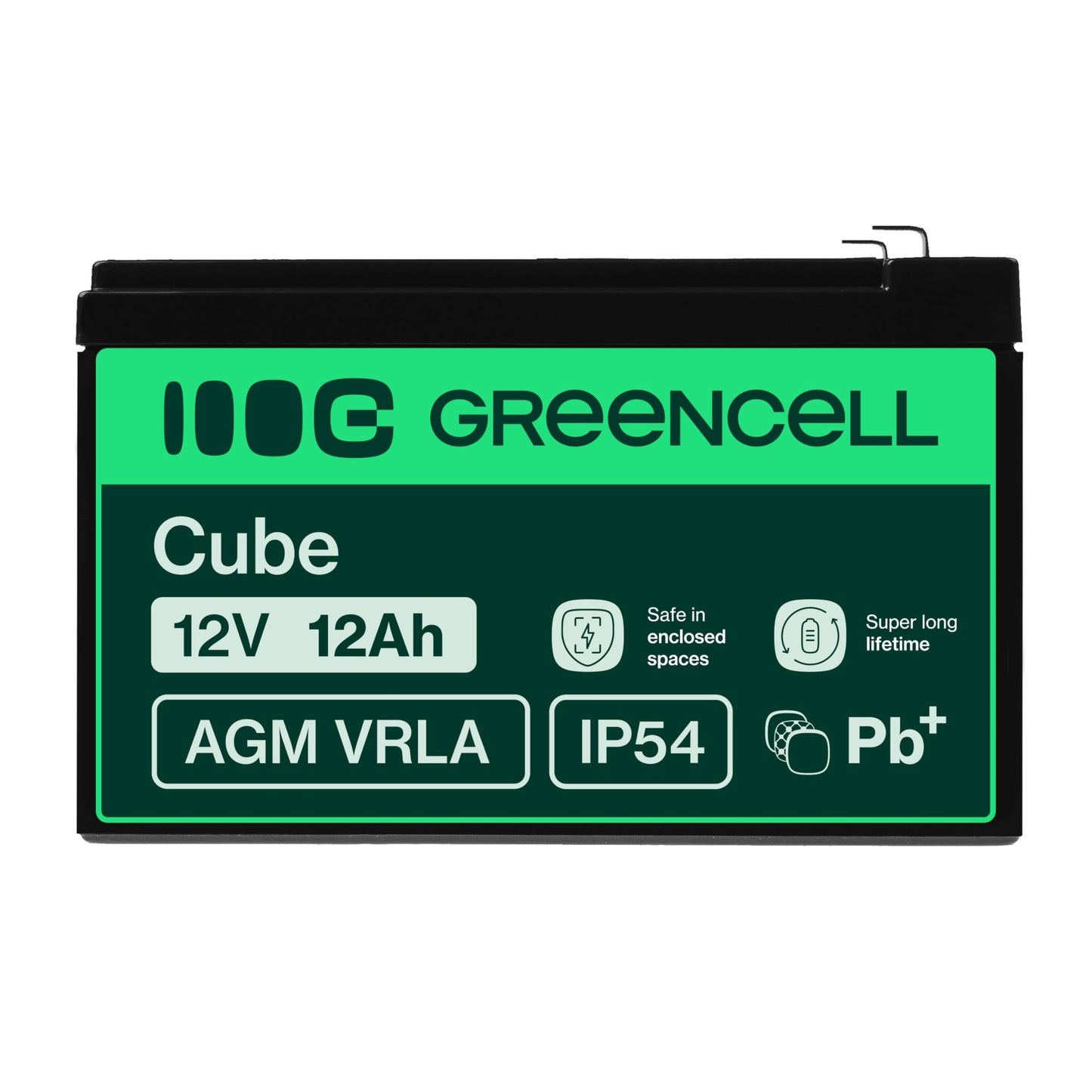 Green Cell AGM 12V 12Ah Battery VRLA Lead Battery Lead Battery Replacement Battery Gel Battery Battery Cycle Resistant Unmanned Toys, Electric Toys, Alarm, Emergency Power, Children's Vehicles, Children's Quad, Black - AGM07