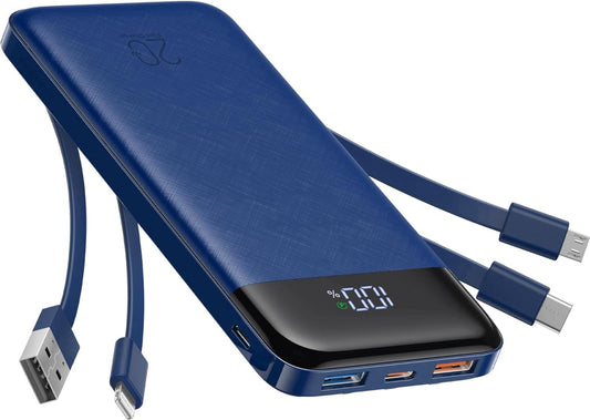 Charmast Power Bank, 22.5W Powerbank 20000mAh with 4 cables-Blue - C2065