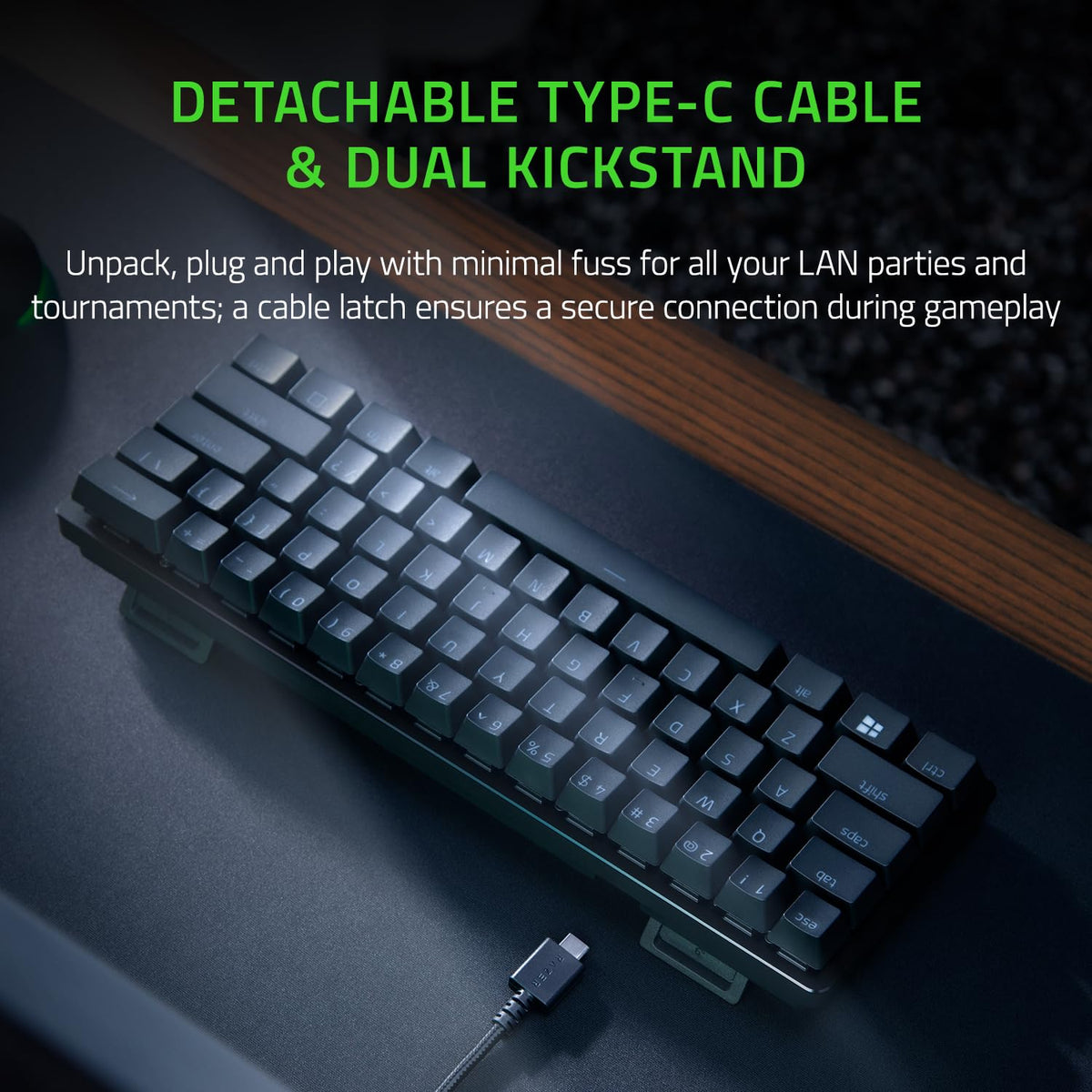 Razer Huntsman Mini (Red Switch) - Compact 60% Gaming Keyboard (Linear Optical Mechanical Switches, Doubleshot PBT Keycaps, Detachable USB-C Cable) QWERTZ DE-Layout | Black - RZ03-03391900-R3G1