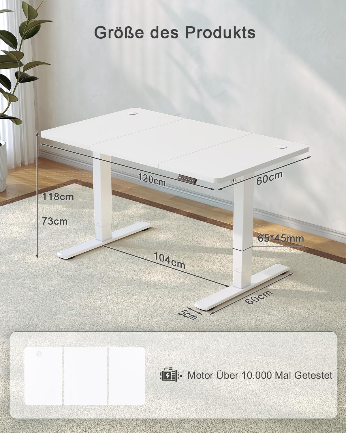 JUMMICO Birou reglabil pe înălțime cu port de încărcare USB, birou electric reglabil pe înălțime 120 x 60 cm, masă stand-sit, birou standing, masă de calculator reglabilă, birou standing, alb - 0403