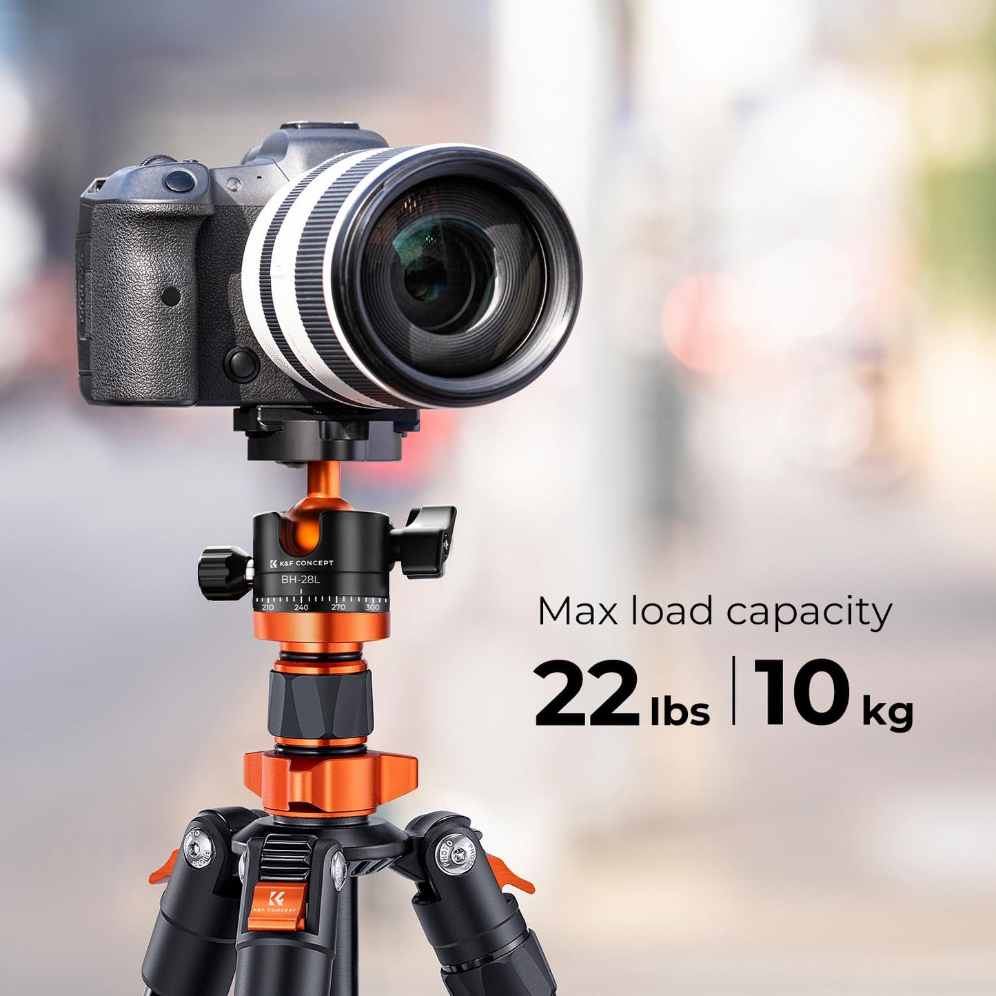 K&F Concept O254A1 camera tripod, compact tripod 158cm for SLR camera, DSLR tripod travel tripod with 360° ball head incl. quick-release plate tripod bag - O254A1+BH-28L