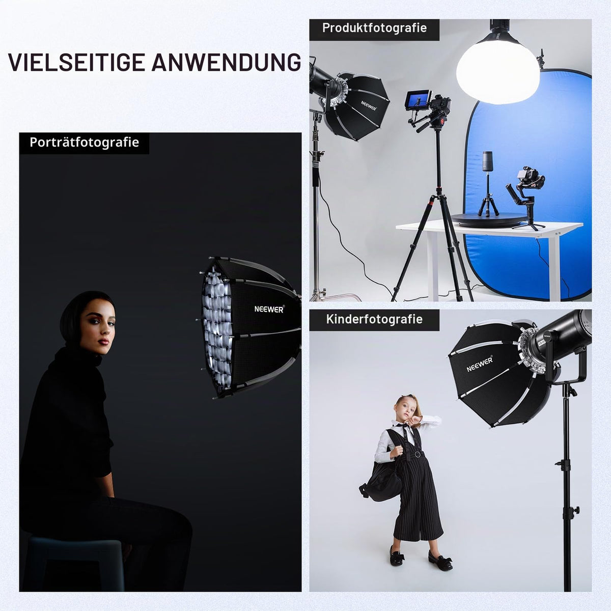 NEEWER 45cm Octagon Softbox, Bowens Mount octagonal softbox with honeycomb grid, bag for RGB CB60 CB60B CB200B MS60B MS60C MS150B S101-300W/400W Pro Vision 4 Q4, NS21P