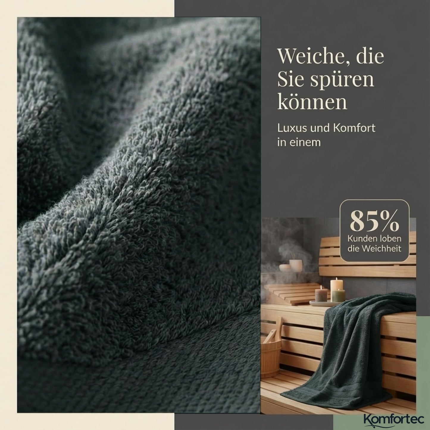 Komfortec set of 8 towels, 4 bath towels 70x140 cm & 4 hand towels 50x100 cm, 100% cotton terry cloth, fluffy and absorbent, dark green - 4er-50x100-und-4er-70x140-dunkelgrun-amz