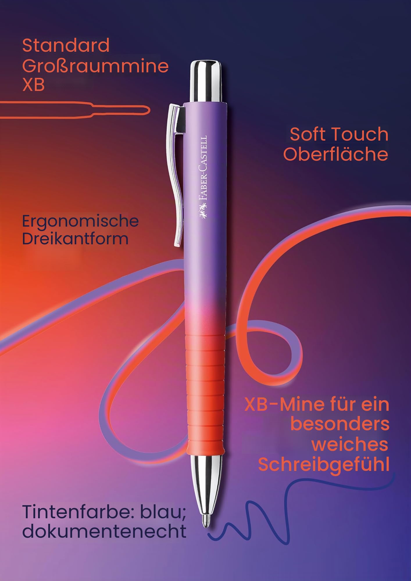 Faber-Castell - Poly Ball Punchy Melon ballpoint pen, 5 pieces - 205339