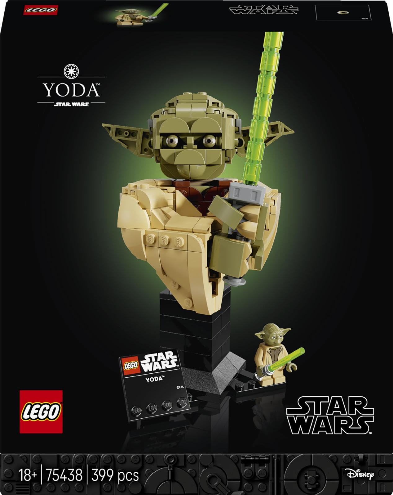 LEGO Star Wars 75438 Attack of the Clones Yoda Bust - Model Building for Adults with Green Lightsaber and Collectible Jedi Minifigure - DIY Decoration - Gift for Fans of Attack of the Clones