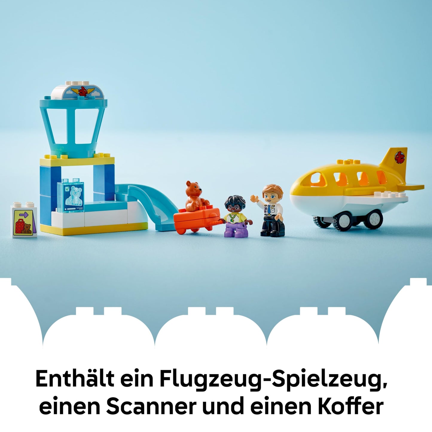 LEGO DUPLO Town First visit to the airport - learning toy to promote motor skills for toddlers - including airplane, 2 figures & teddy bear - gift for boys and girls aged 2 and over - 10443
