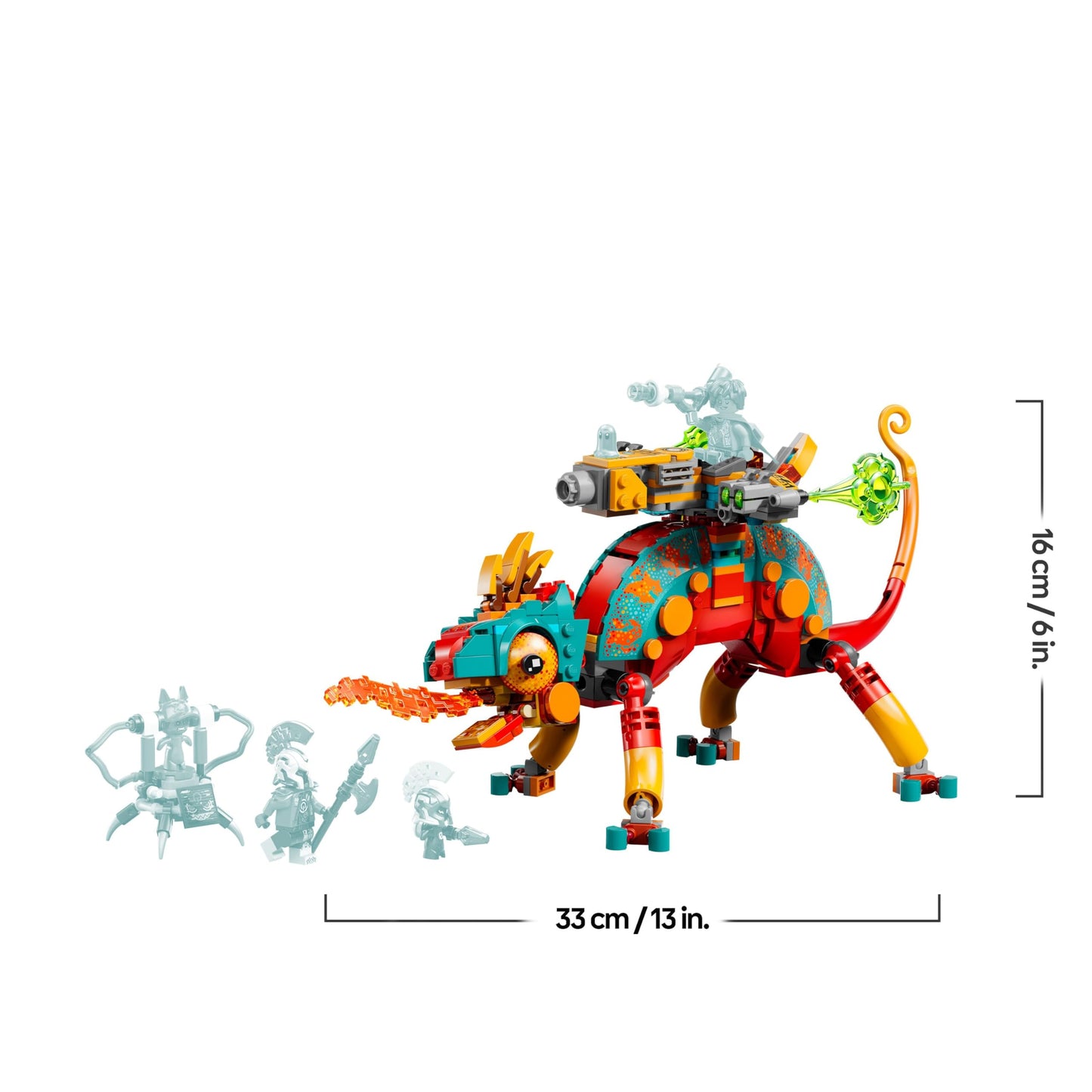 LEGO DREAMZzz Mateos Fire Chameleon - animal figure that transforms into a toy jet & mech or a guardian - building set for girls and boys aged 7 and up including 2 minifigures - gift 71492