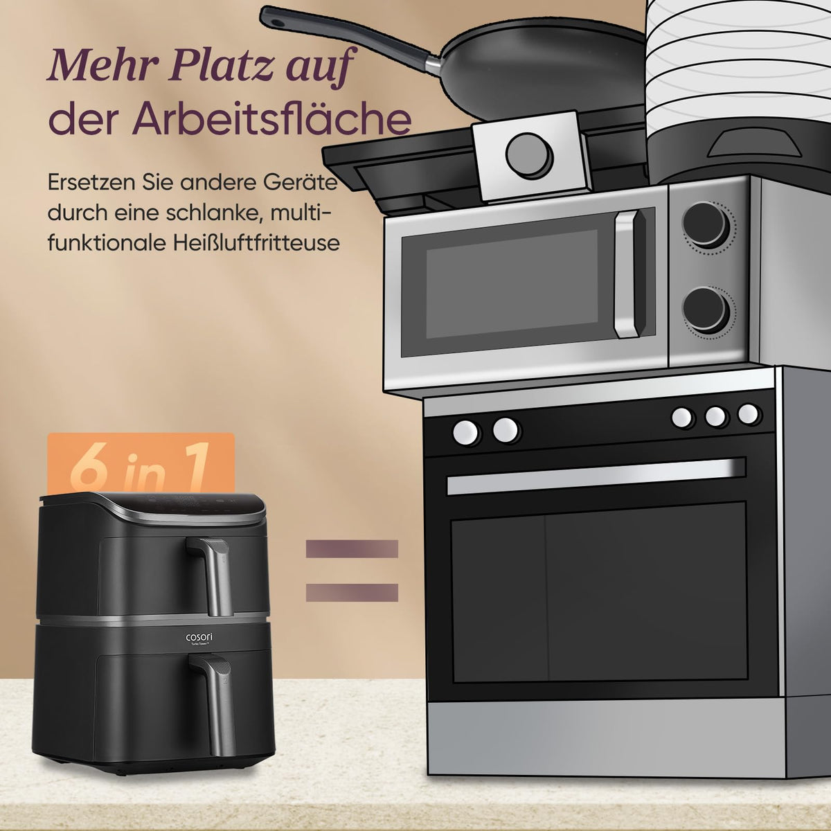 Cosori Airfryer, exklusive TurboBlaze-Tech, 10,8L - CAF-DC111-ADE