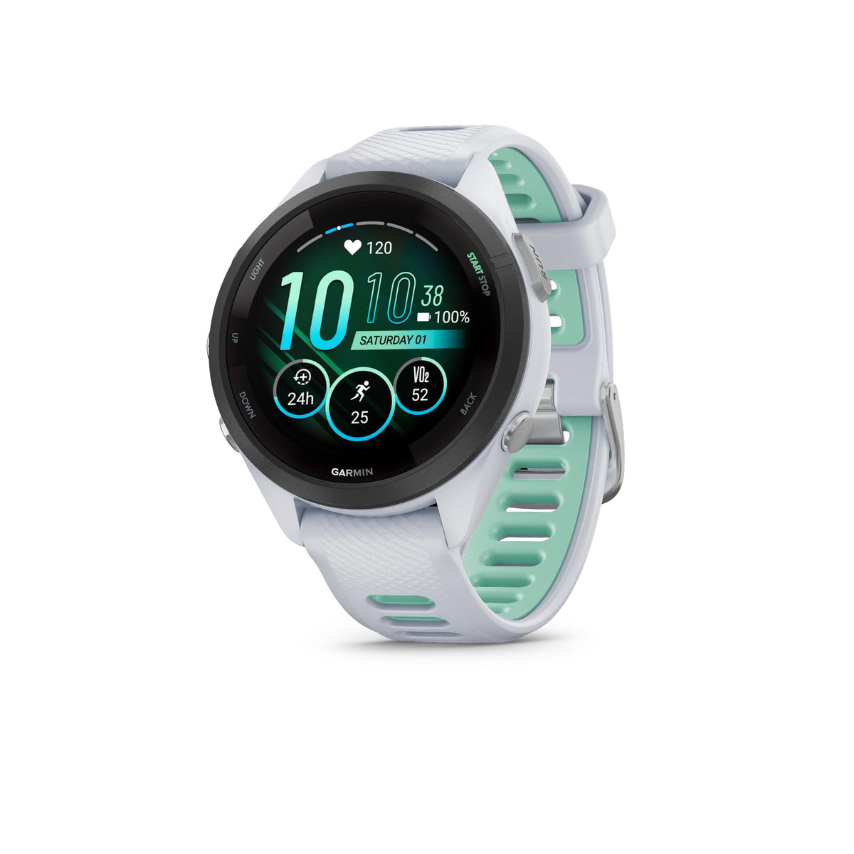 Forerunner 265S 42mm - Ceas de alergare, display AMOLED de 1,1", autonomie a bateriei de 15 zile, 30+ aplicații sportive, analiză de antrenament, funcții speciale pentru alergare, pregătire pentru antrenament, funcții avansate de somn, GarminMusic -