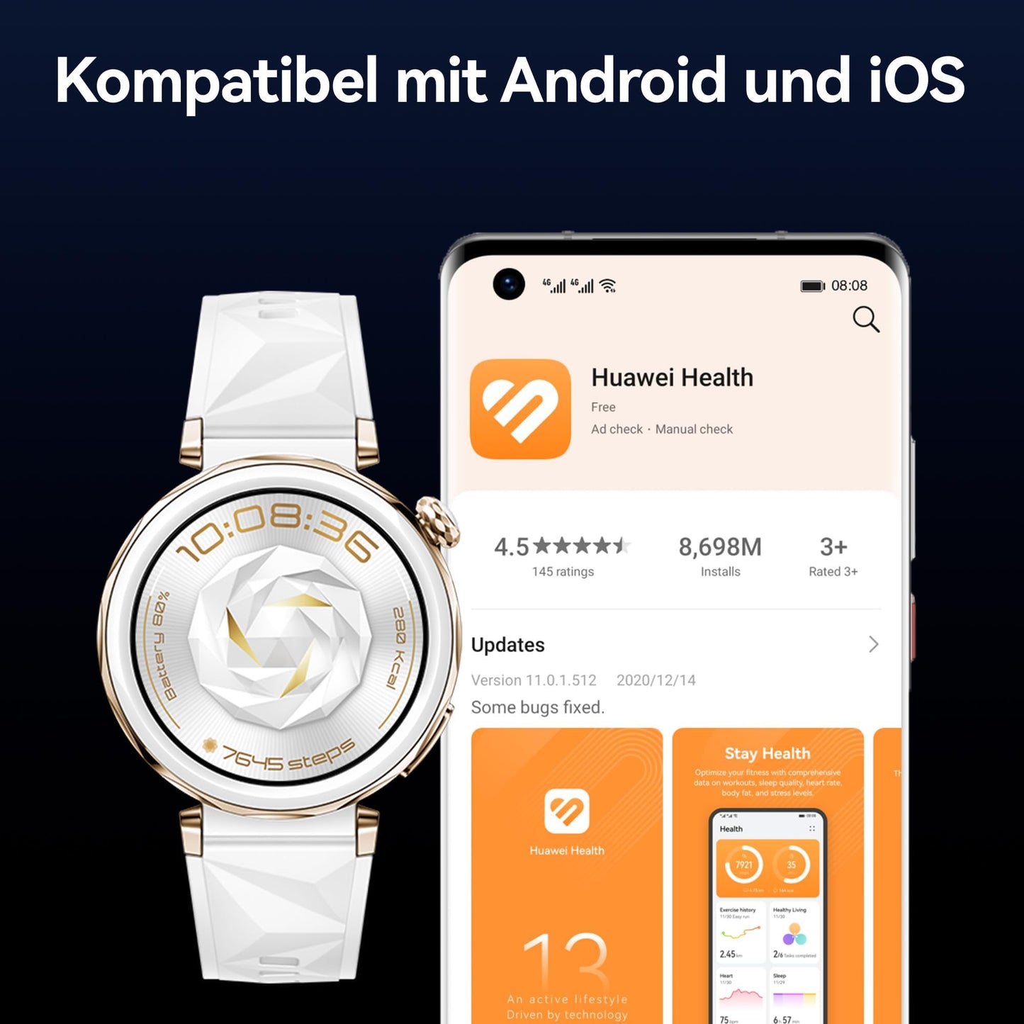 HUAWEI Watch GT 5 Pro Smartwatch, GPS, Health Watch with ECG, Sports Data Analysis for Runners & Cyclists, Up to 14 Days Battery Life, Bluetooth Calls, for iOS & Android, 46mm, Titanium