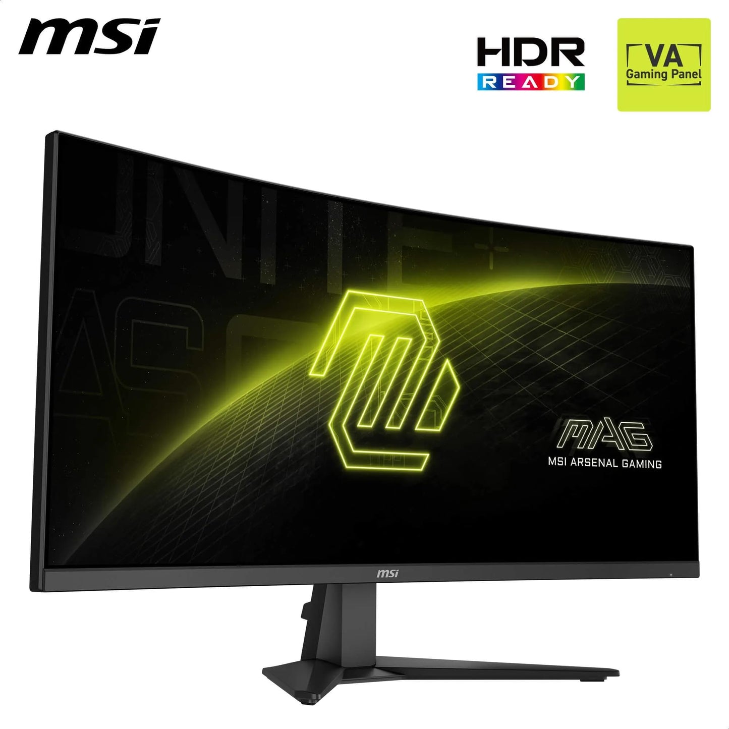 MSI MAG 346CQ 34-inch UWQHD Curved Gaming Monitor, 3440 x 1440, 1500R, VA, 180Hz, 1ms, HDR Ready, Eye Care, HDMI 2.0b, DP 1.4a, Frame-Less Design, Tiltable, Vesa compatible, Black - 9S6-3DD71M-011