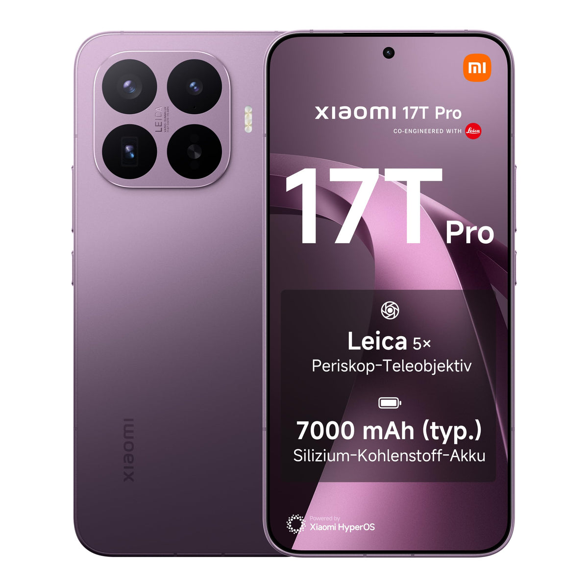 Xiaomi 17T Pro Smartphone 12+512 GB Deep Purple 6.83", Leica 5X Telecamera, Mint Mobile/T-Mobile