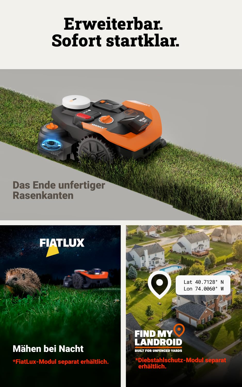 Worx Vision Cloud WR308E, 2WD Robotic Mower without Boundary Wire, 800 m²