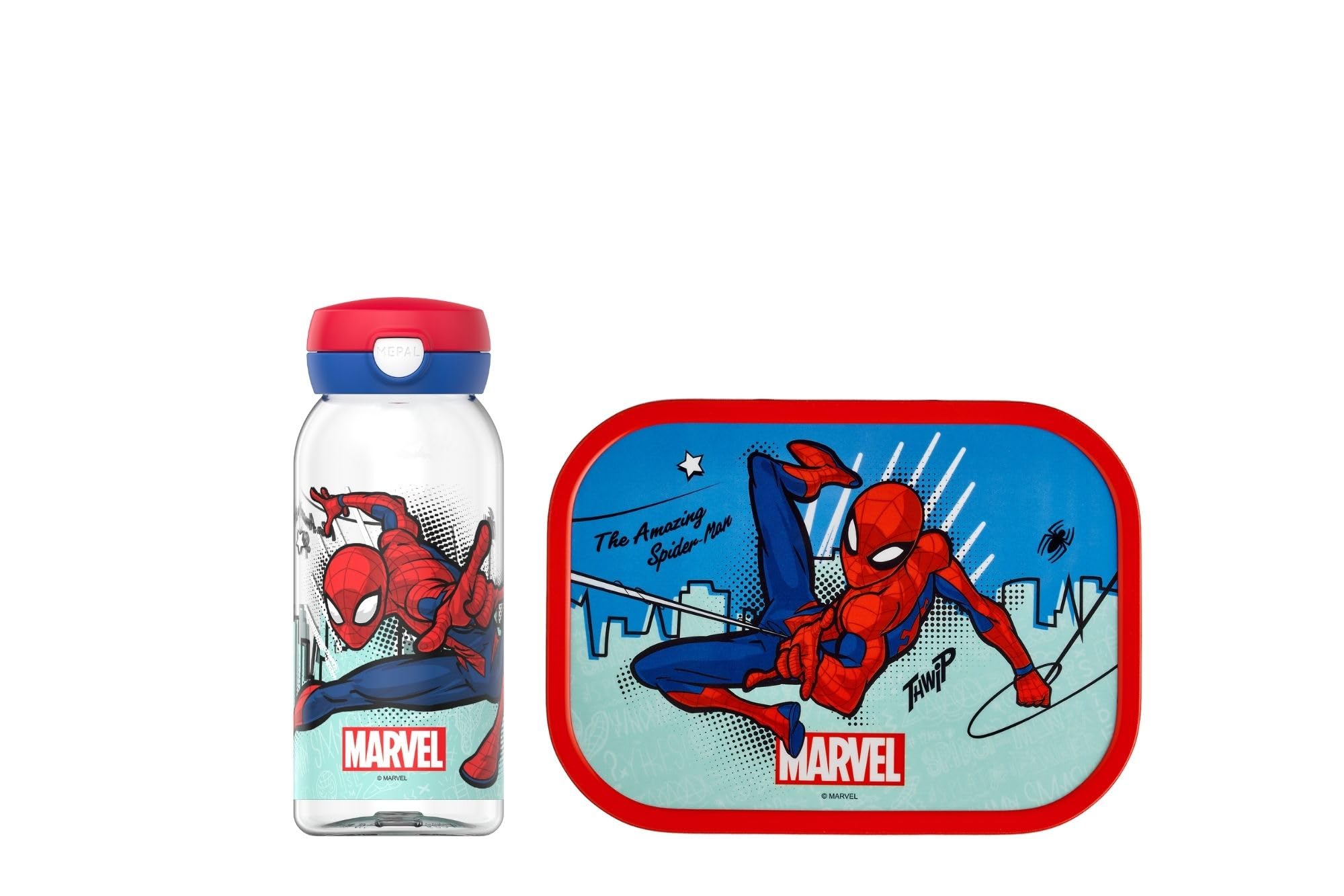 Mepal - Campus break set - set for children with drinking bottle with hinged lid & lunch box - lunch set for school or on the go - dishwasher safe - 600 + 750 ml - Spiderman - 107485165396