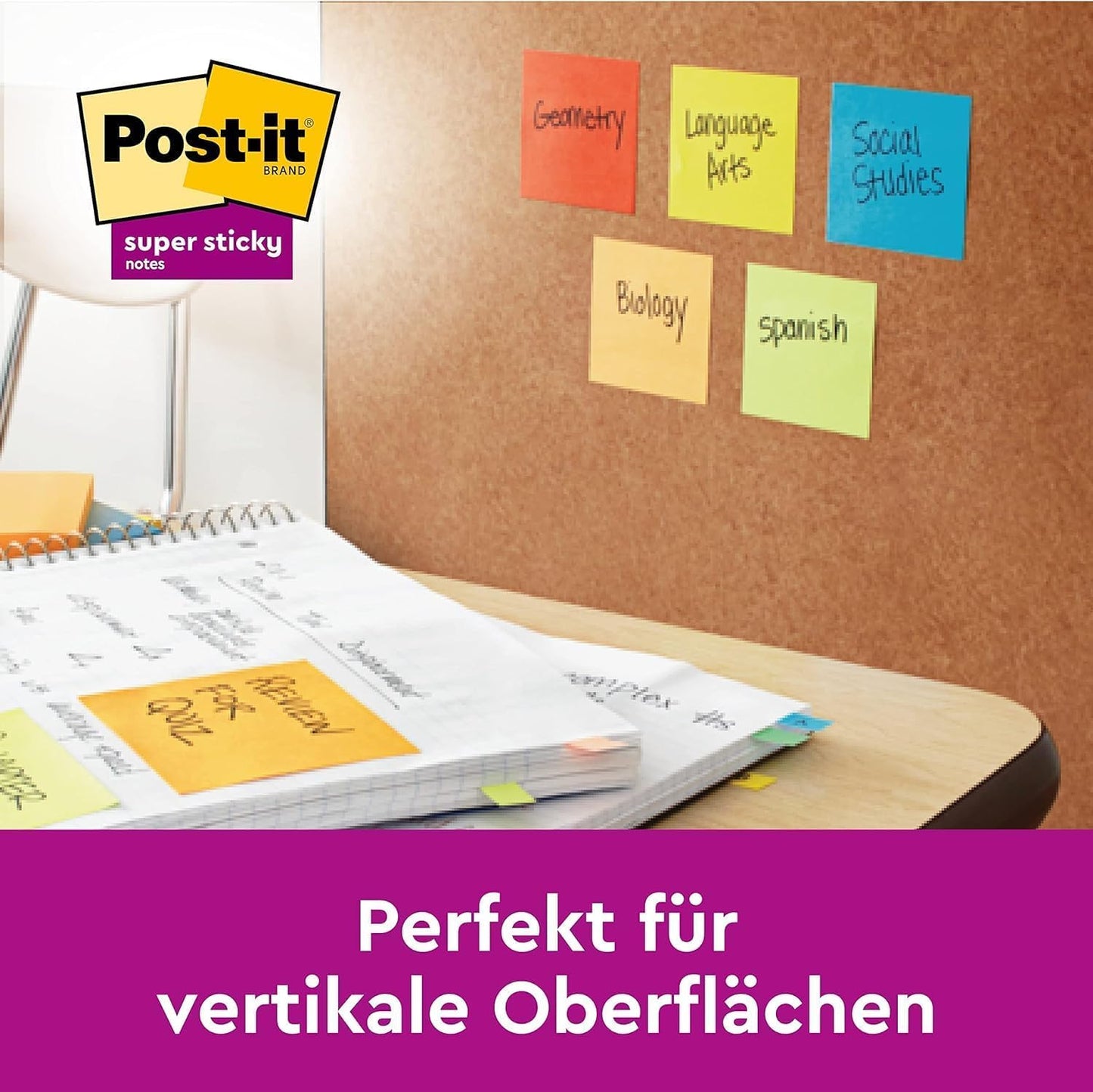 Post-it Super Sticky Notes, 16 pads (1440 sheets), 76mm x 76mm - 654SP-SSCOL-16