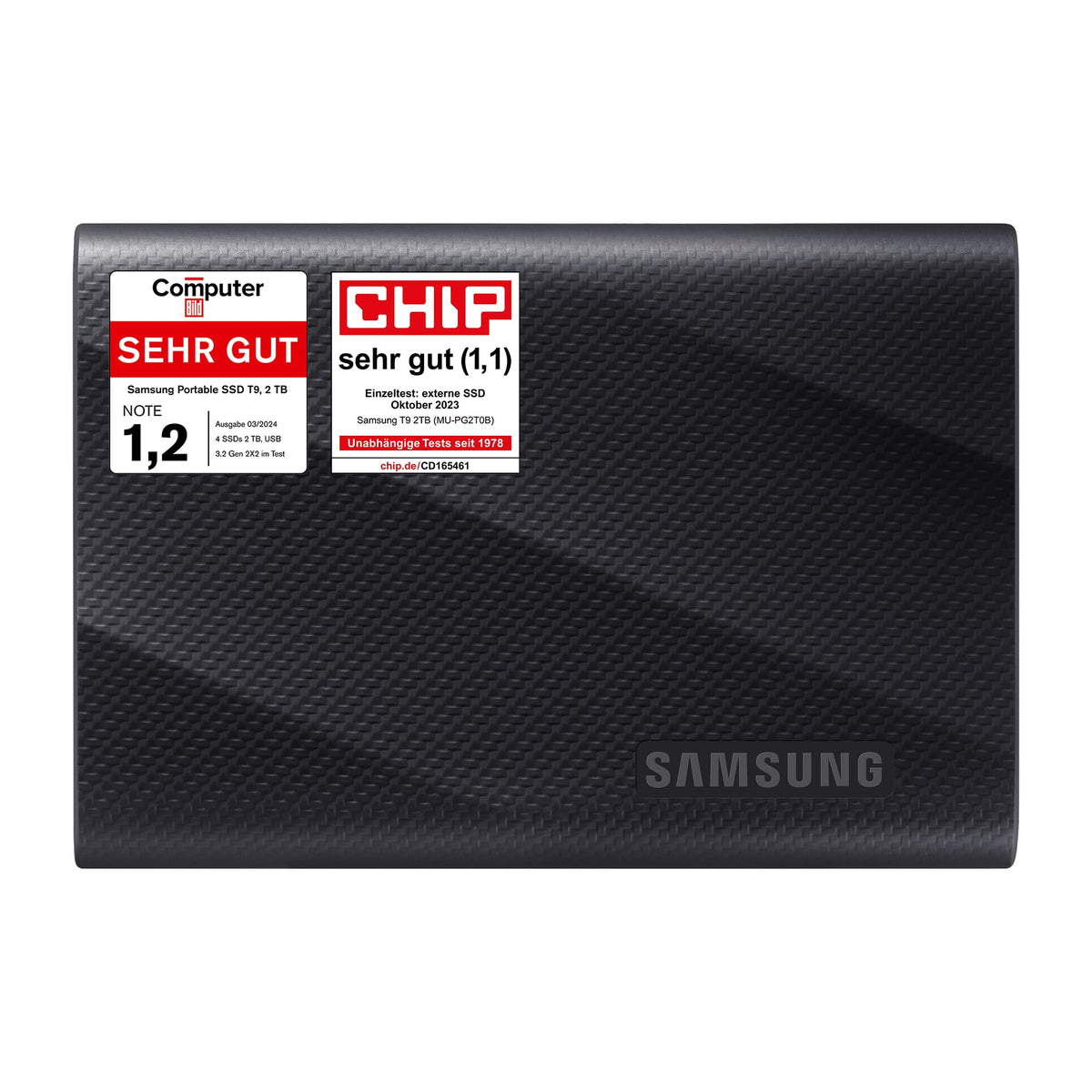 Samsung Portable SSD T9, 2 TB, 2,000 MB/s read, 2,000 MB/s write, USB 3.2 Gen.2x2, external hard drive for professional users, compatible with Mac, PC, smartphone, and 12K cameras, MU-PG2T0B/EU