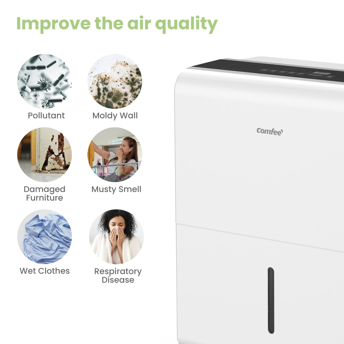 Comfee dehumidifier MDDP-50DEN7, 50L / 24h, room size approx. 250m³ (100m²)