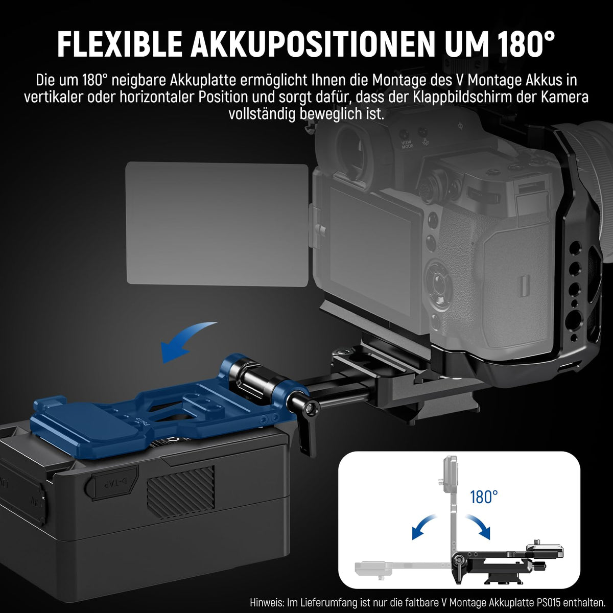 NEEWER Foldable V-Mount Battery Plate with Arca-Type Camera Base Plate for RS4 RS3 Gimbal & Tripod, Lightweight DSLR Camera Video Rig, Compatible with SmallRig V Lock Battery and Cage, PS015 - B0D6975NBR