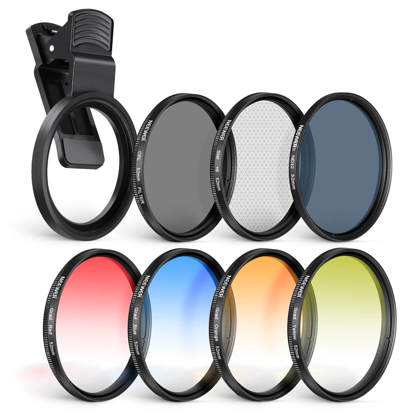 NEEWER 52mm ND CPL Star 4 Gradient Filter Set with Cell Phone Lens Clamp - 10101533