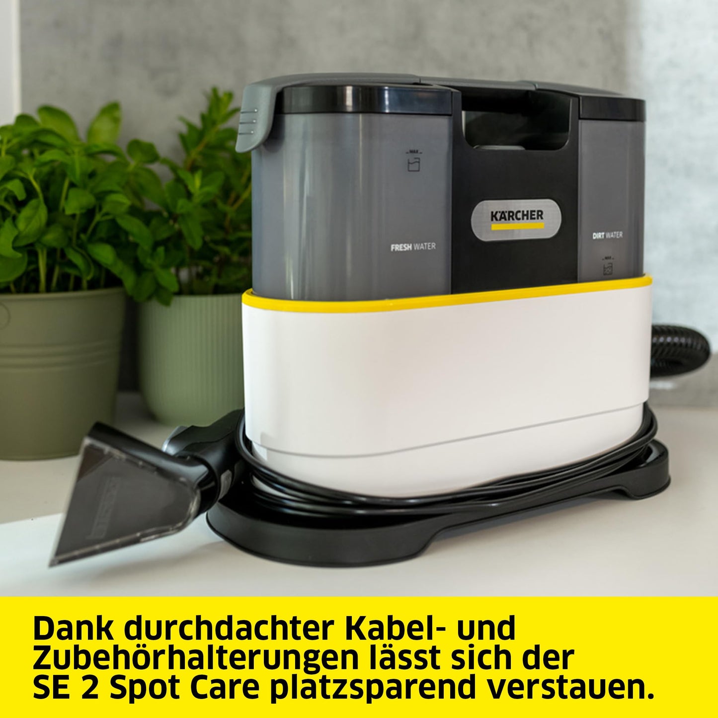 Kärcher vacuum cleaner SE 2 Spot Care, power consumption: 450 W, fresh water tank: 1.5 l, area: 2.89 m2, weight: 4.2 kg, spray suction hose, washing upholstery nozzle, stain nozzle and cleaner RM 519, white - 1.081-420.0