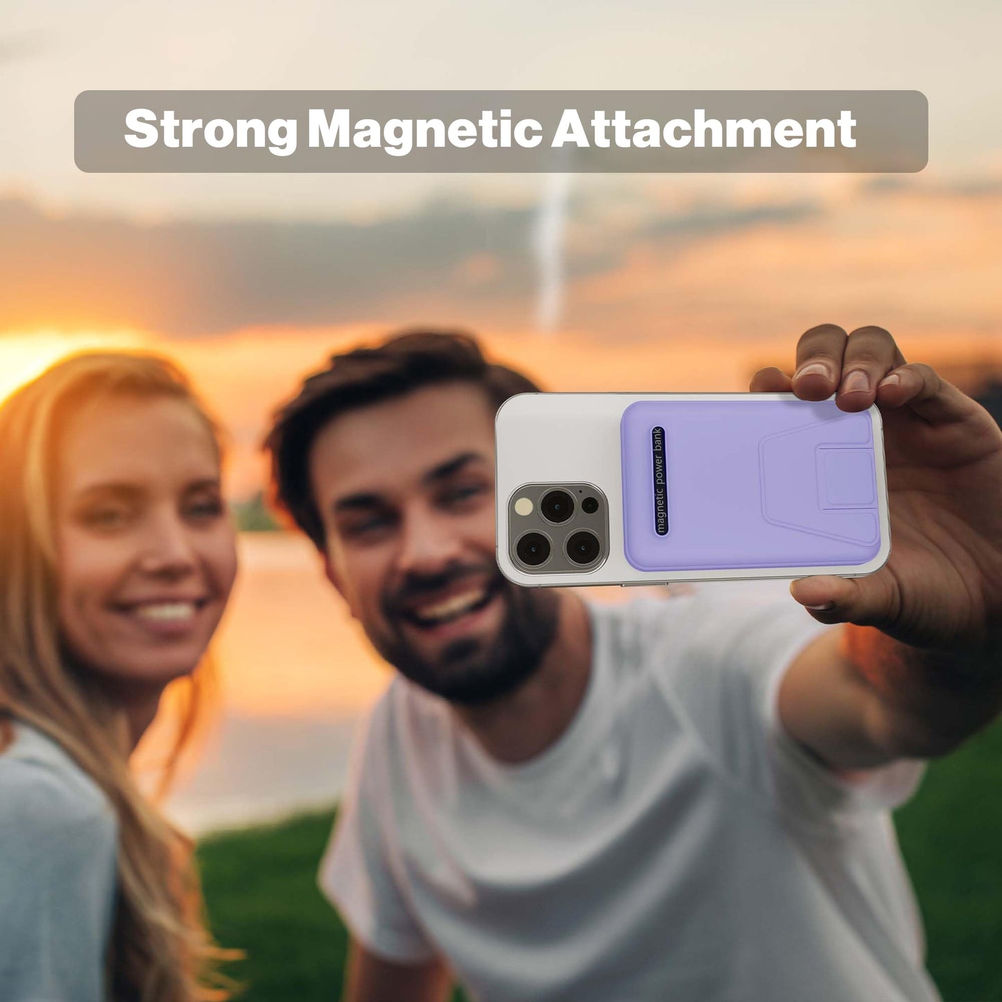 AOGUERBE Wireless Power Bank, 10,000mAh Foldable Magnetic Power Bank PD 22.5W Fast Charging with LED Display, Compatible with MagSafe for iPhone 17/16/15/14/13/12/Pro/Pro Max Series. (light violet) - KT-D009
