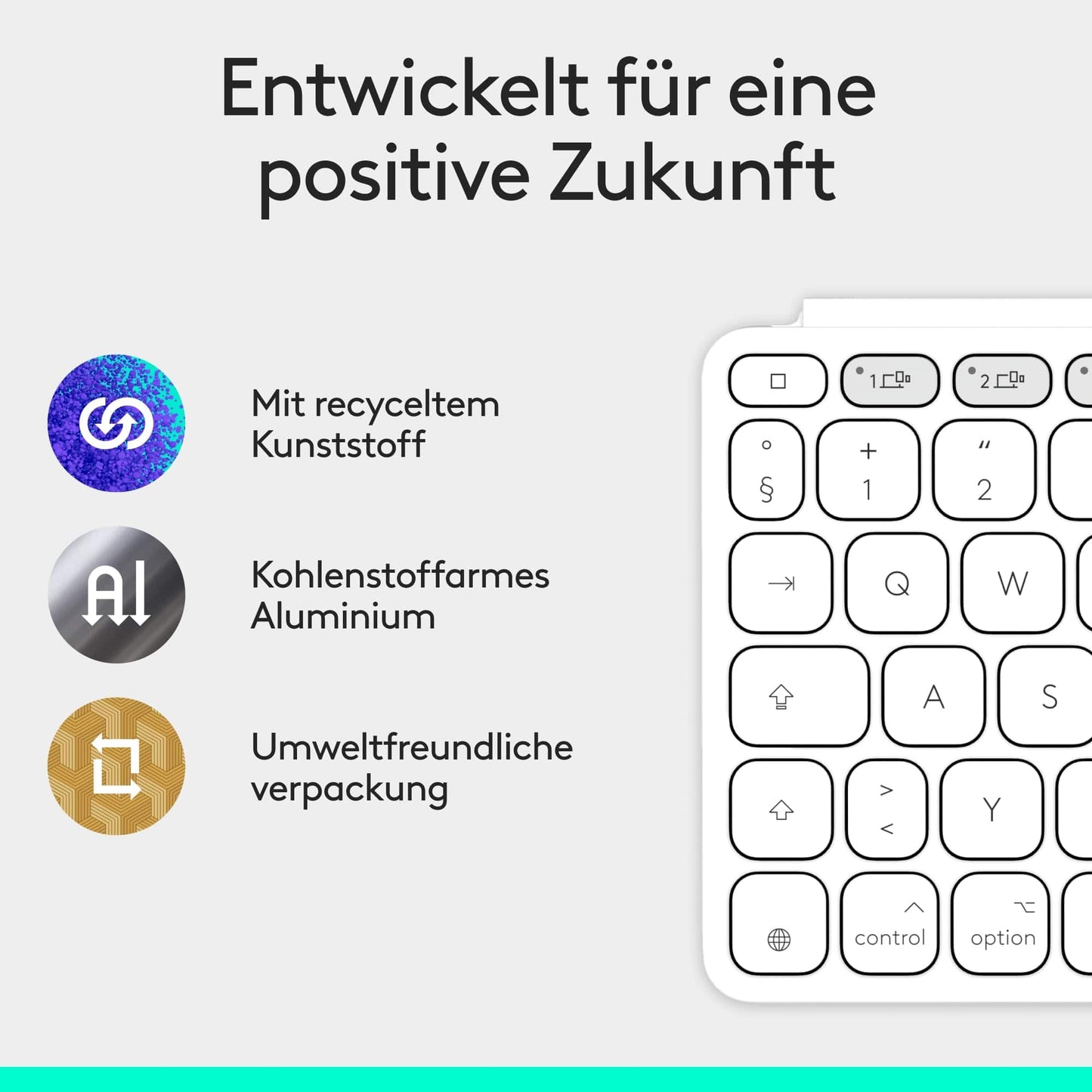 Logitech Keys-to-Go 2, mobile Bluetooth keyboard for tablets with integrated protective cover, slim, wireless keyboard for Windows, Android, Linux, iPad, iPhone, Mac, Apple TV, DEU QWERTZ - light gray - 920-012965
