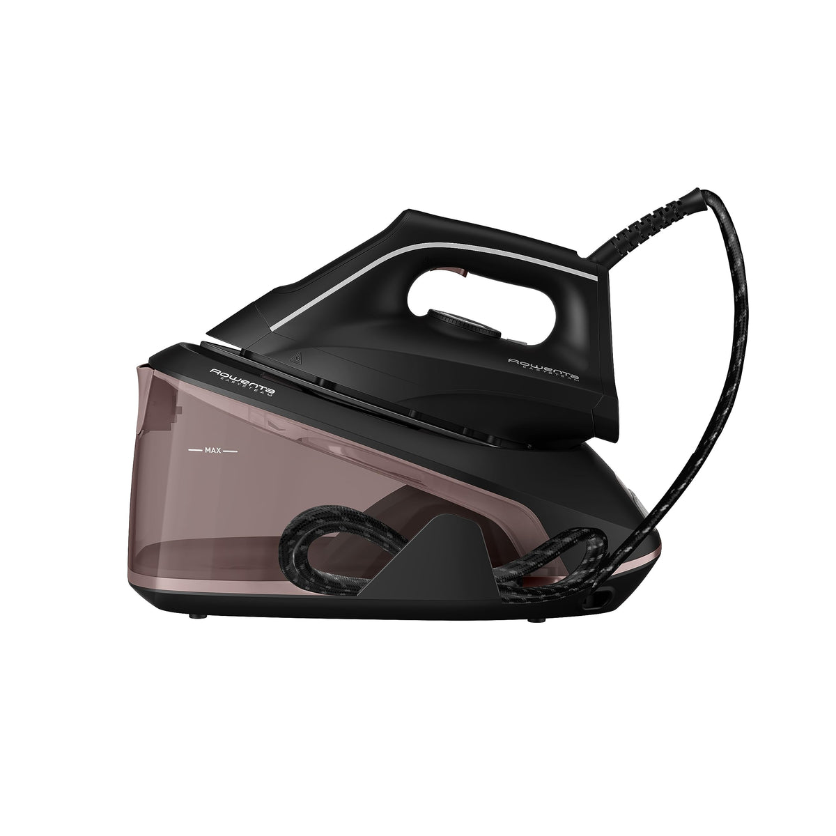Rowenta VR5120 Easy Steam Stație de călcat cu aburi, 2400 Watt, 110 g/min. abur variabil, 210 g/min. jet de abur suplimentar, încălzire rapidă, rezervor de apă de 1,4 L, sistem anticalcar, mod Eco, Canelă/Negru