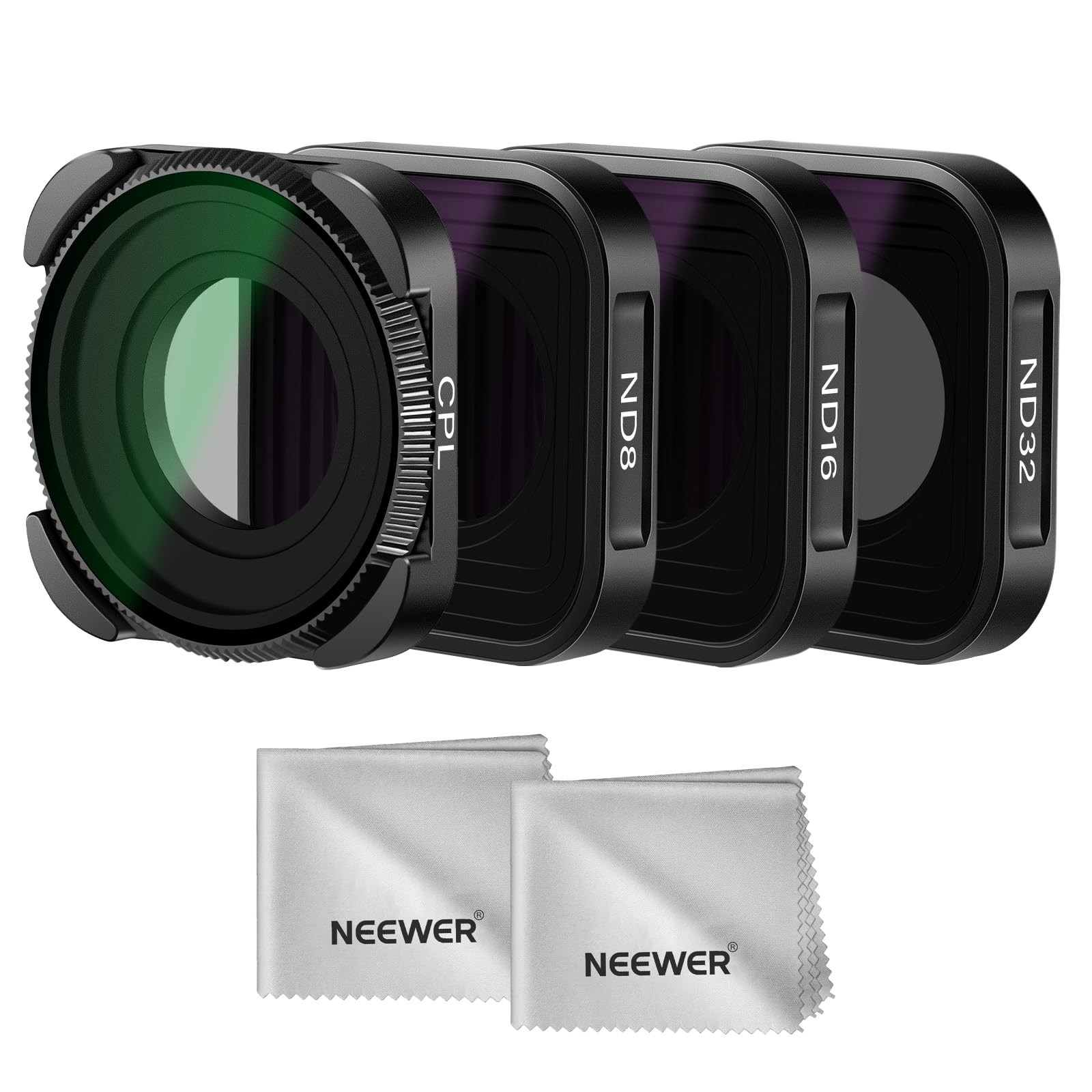 NEEWER ND filter set compatible with GoPro Hero 13 12 11 10 9, pack of 4 (ND8 ND16 ND32 CPL) multi-coated HD neutral density and polarization filter set for action cameras - 10101987