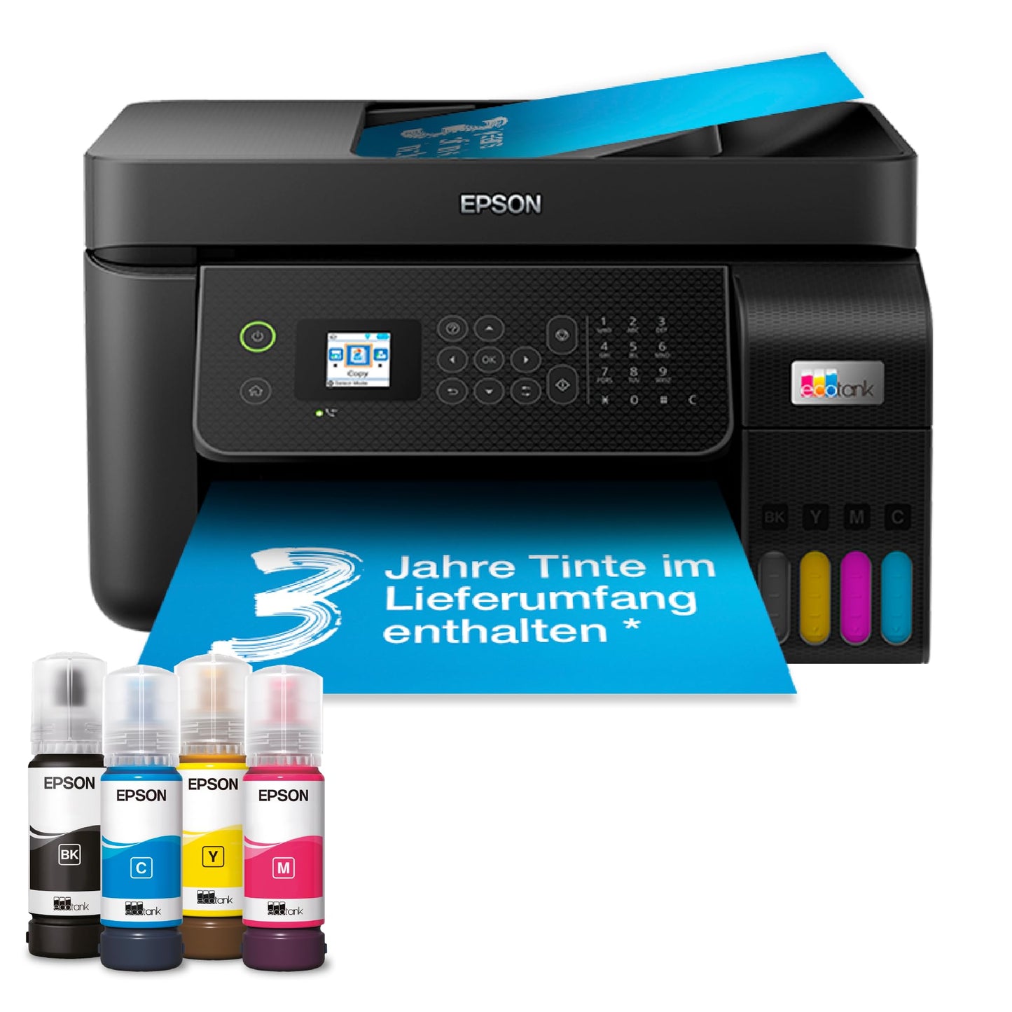 Epson EcoTank ET-4800 ink tank printer | for Home & Small Offices | WiFi & Ethernet| A4 | Print, Copy, Scan, Fax | 3.7cm LCD display screen | ADF | Includes ink for up to 3 years