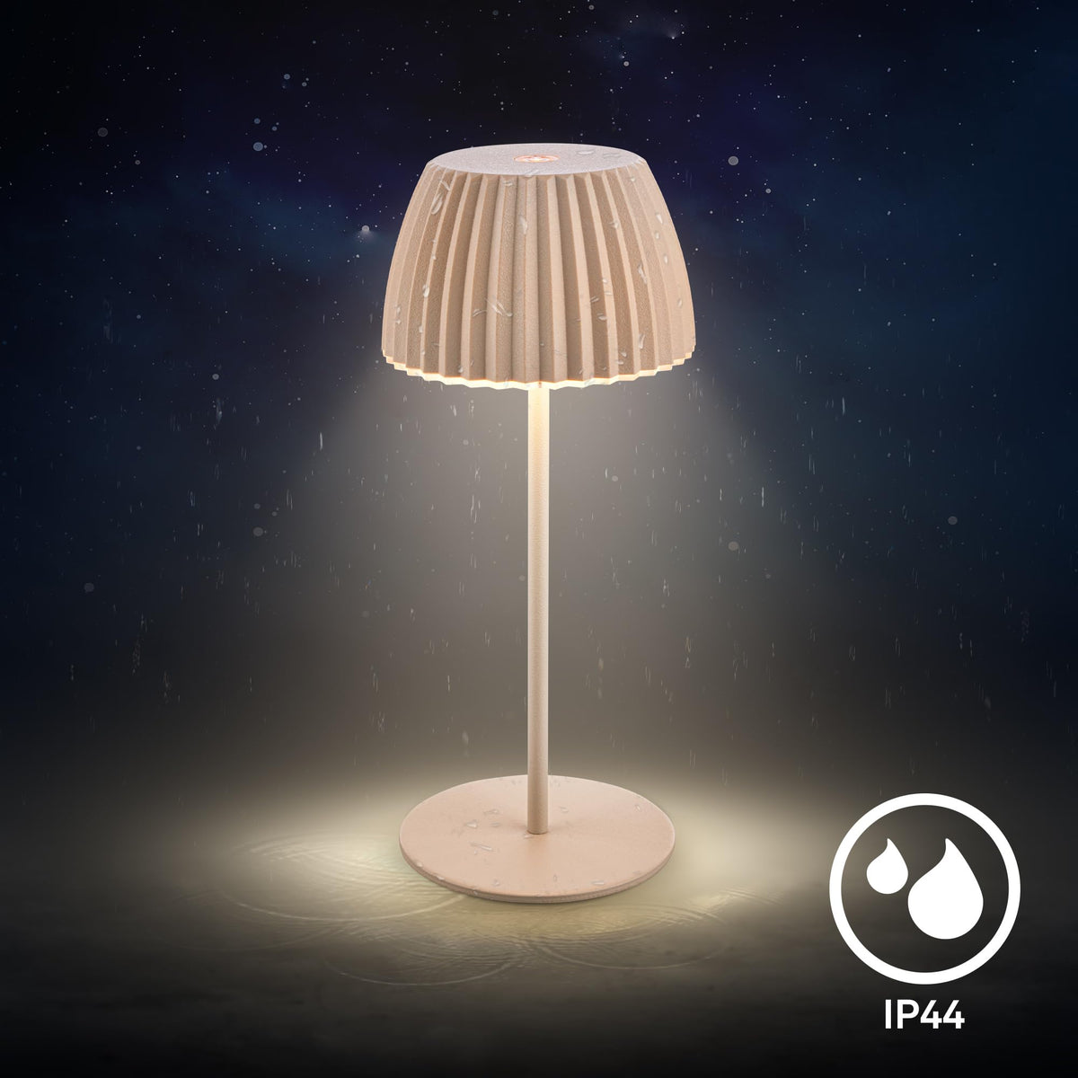 BRILONER - 2-piece set of Riffle Mini LED table lamps, wireless, IP44 with light edge, 8.5x20 cm, touch dimmer, rechargeable battery, bedside lamp, LED lamp, battery lamp, German Design Award Winner 2025, Beige - 7685021