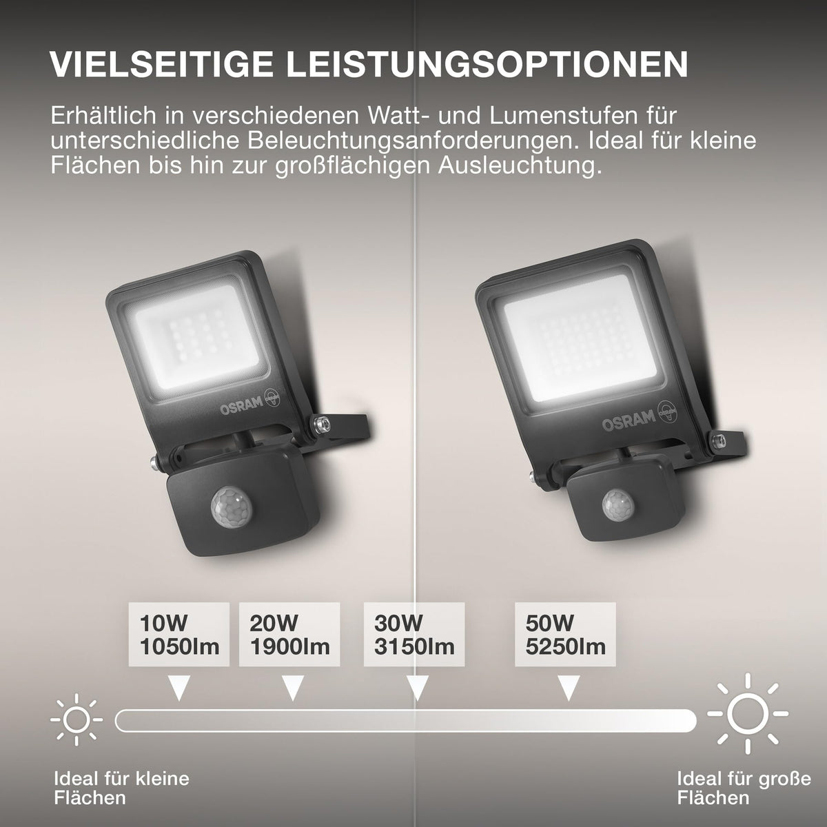 Osram ENDURA Flood Sensor Outdoor Spotlight 50W 3000K Gray IP65 - 4099854659577