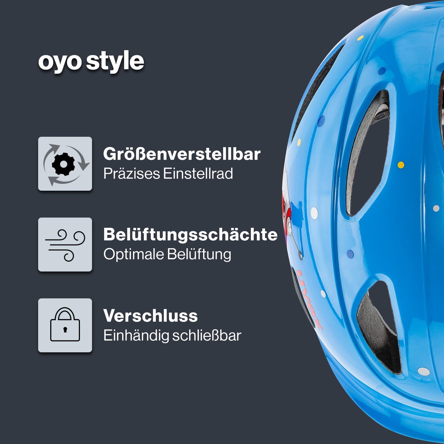 uvex OYO Style children's bicycle helmet, Blue Rocket, 45-50 cm - S4100470615