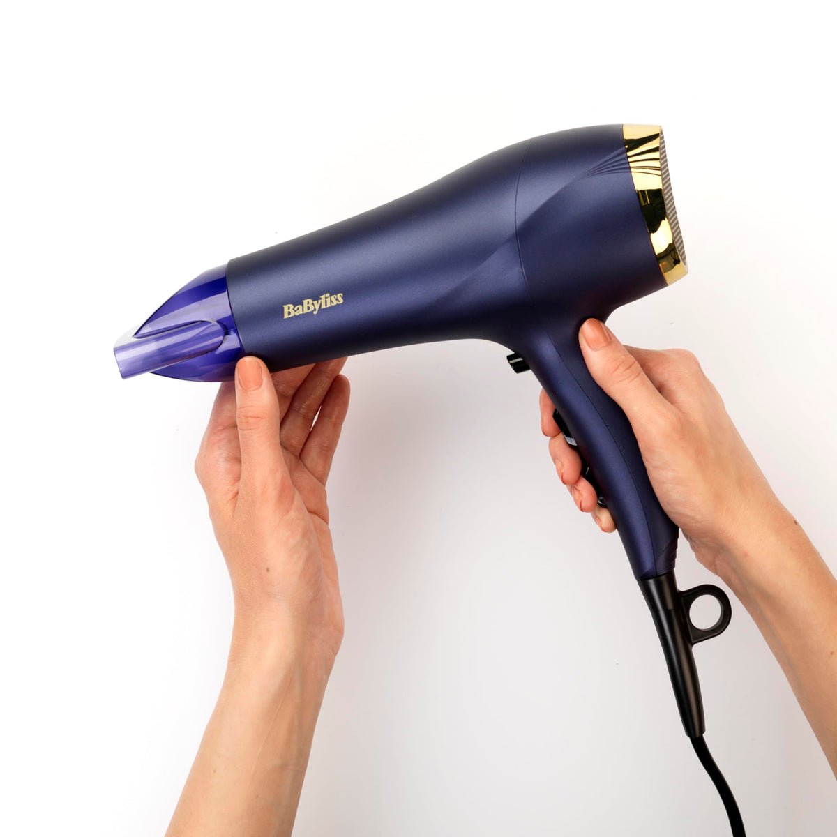 BaByliss Hair Dryer Midnight Luxe – Powerful 2300W hair dryer, anti-frizz ion technology, fast drying, professional and lightweight, 3 heat settings & 2 speed settings, 5781PE
