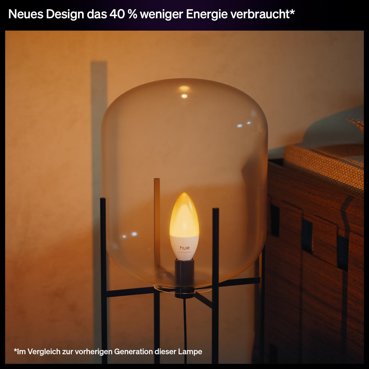 Philips Hue Smart LED Bulb, B39, E14, 1-Pack, White Ambiance, Full Spectrum Light 1,000 K–20,000 K, 500 lm, Extremely Low Dimmable, Alexa, Google Home, Apple Home - 929004295601