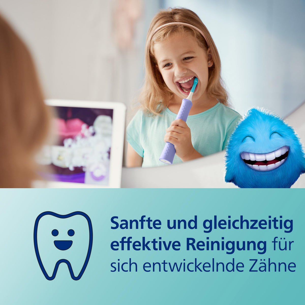 Philips Sonicare For Kids, electric sonic toothbrush with app, for children aged 3 and up, featuring SmarTimer and QuadPacer for thorough cleaning, Purple, Model HX6322/12