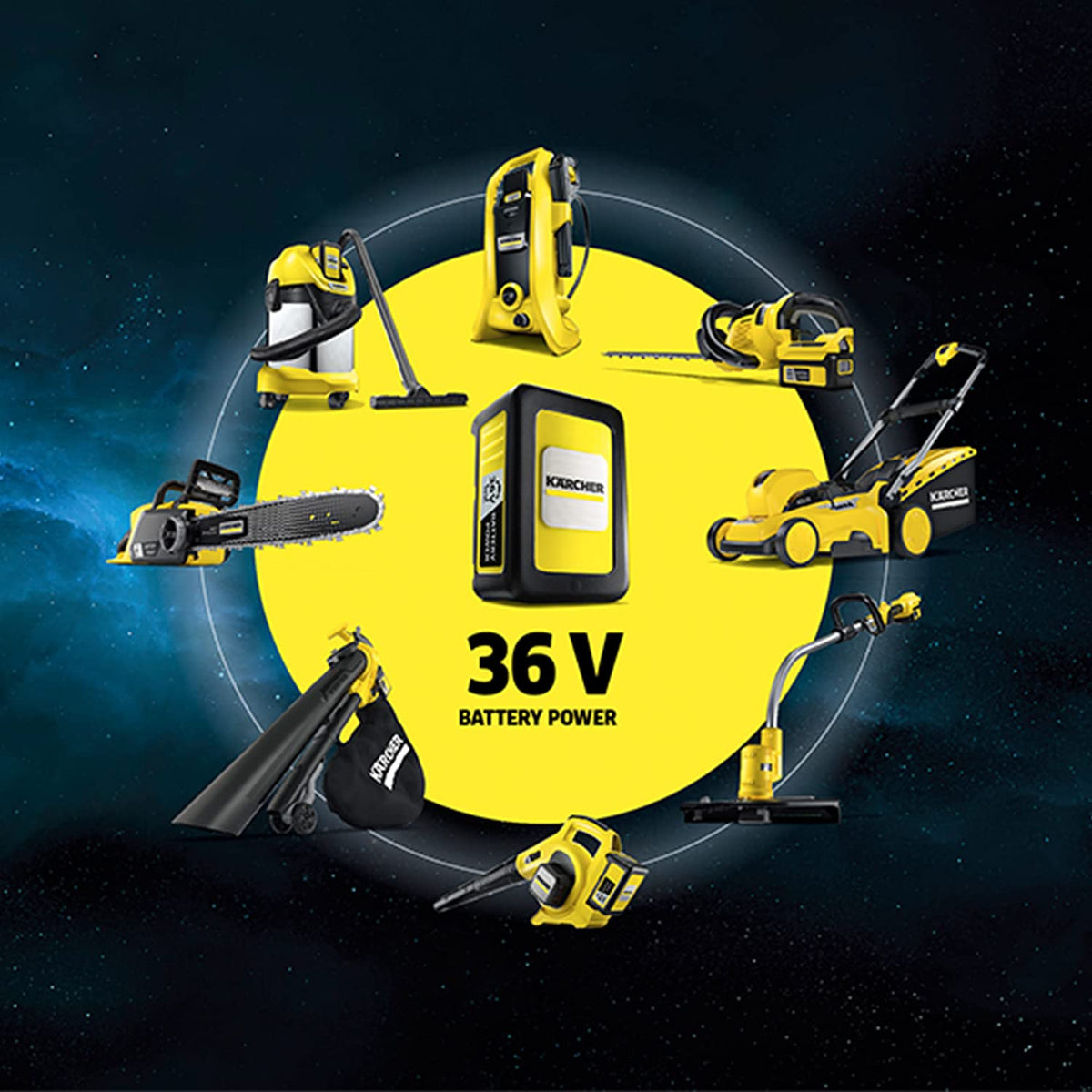 Kärcher 36 V Starter Kit 36/25, 36 V/2.5 Ah battery with fast charger, lithium-ion battery, charging time: fully charged in less than 1.5 hours, compatible with all devices in the 36 V Battery Power platform. - 2.445-064.0