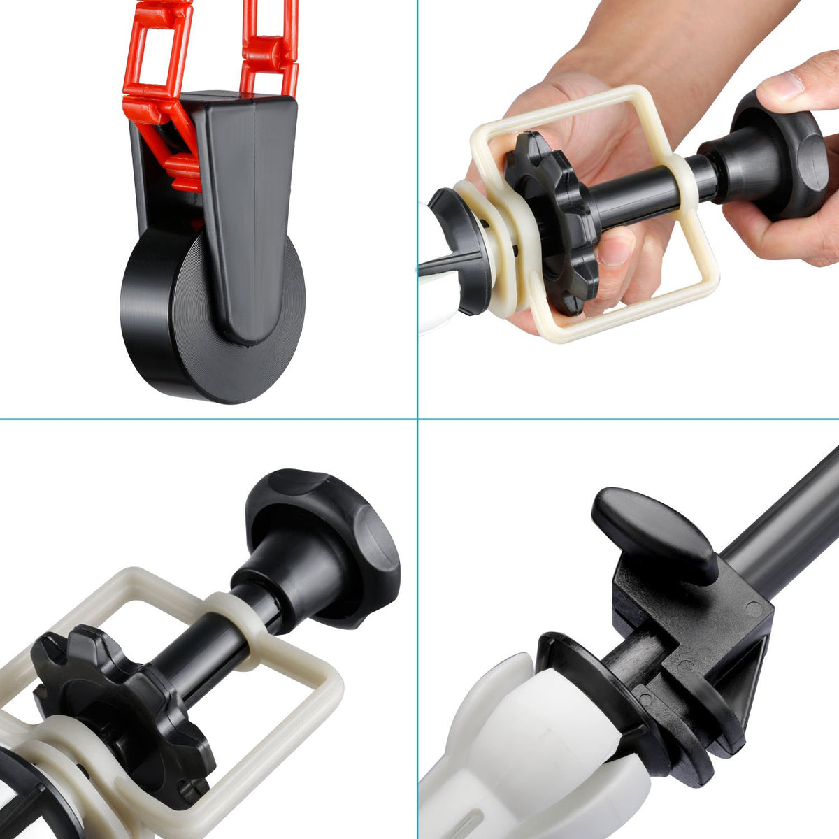 NEEWER Fotografie 4 Role Montare pe Perete Sistem de Suport Manual pentru Fundal cu 2 x Cârlige Patru, 8 x Bară Extensibilă, 4 x Lanț, Capacitate de Încărcare pe Rolă: 22lb/10kg - ST-MBF4