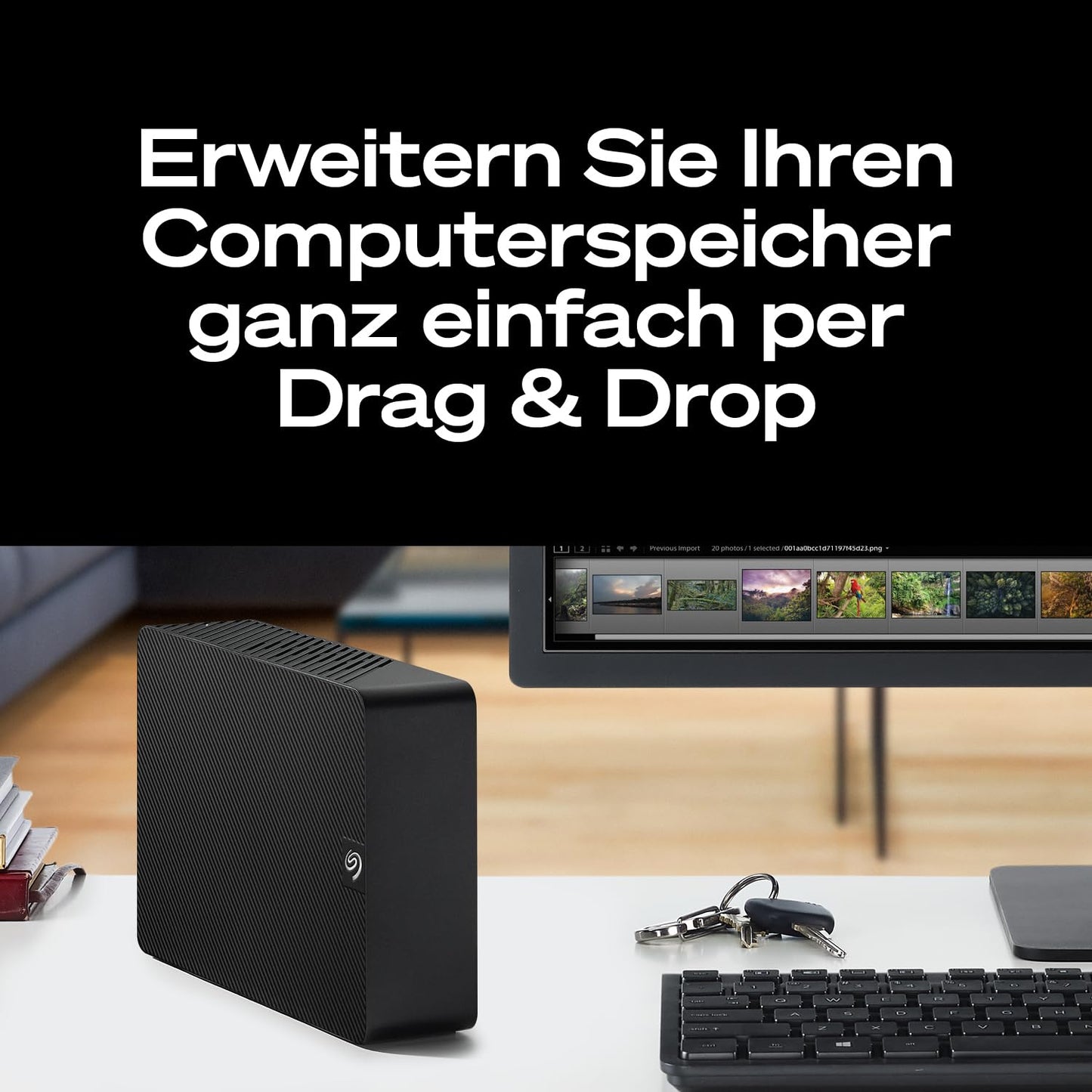 Seagate Expansion Desktop 10TB, external hard drive, 3.5 inch, USB 3.0, PC & Notebook, incl. Data Rescue Service (STKP10000400)