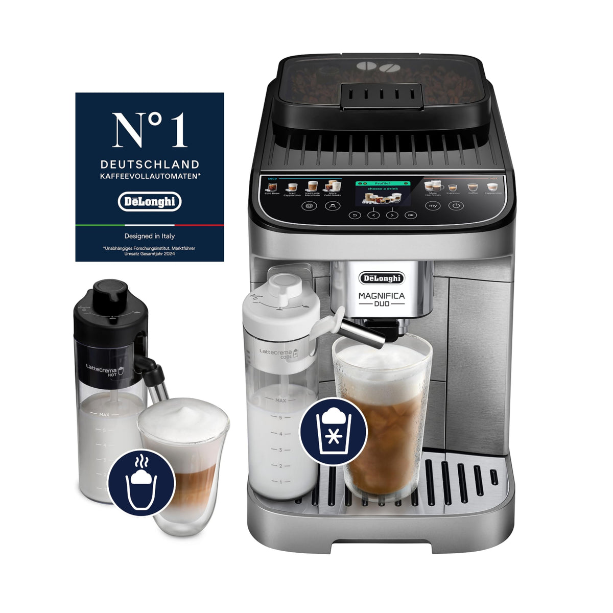 De'Longhi Magnifica Duo – aparat de cafea automat 20 băuturi argintiu - ECAM332.80.SXB