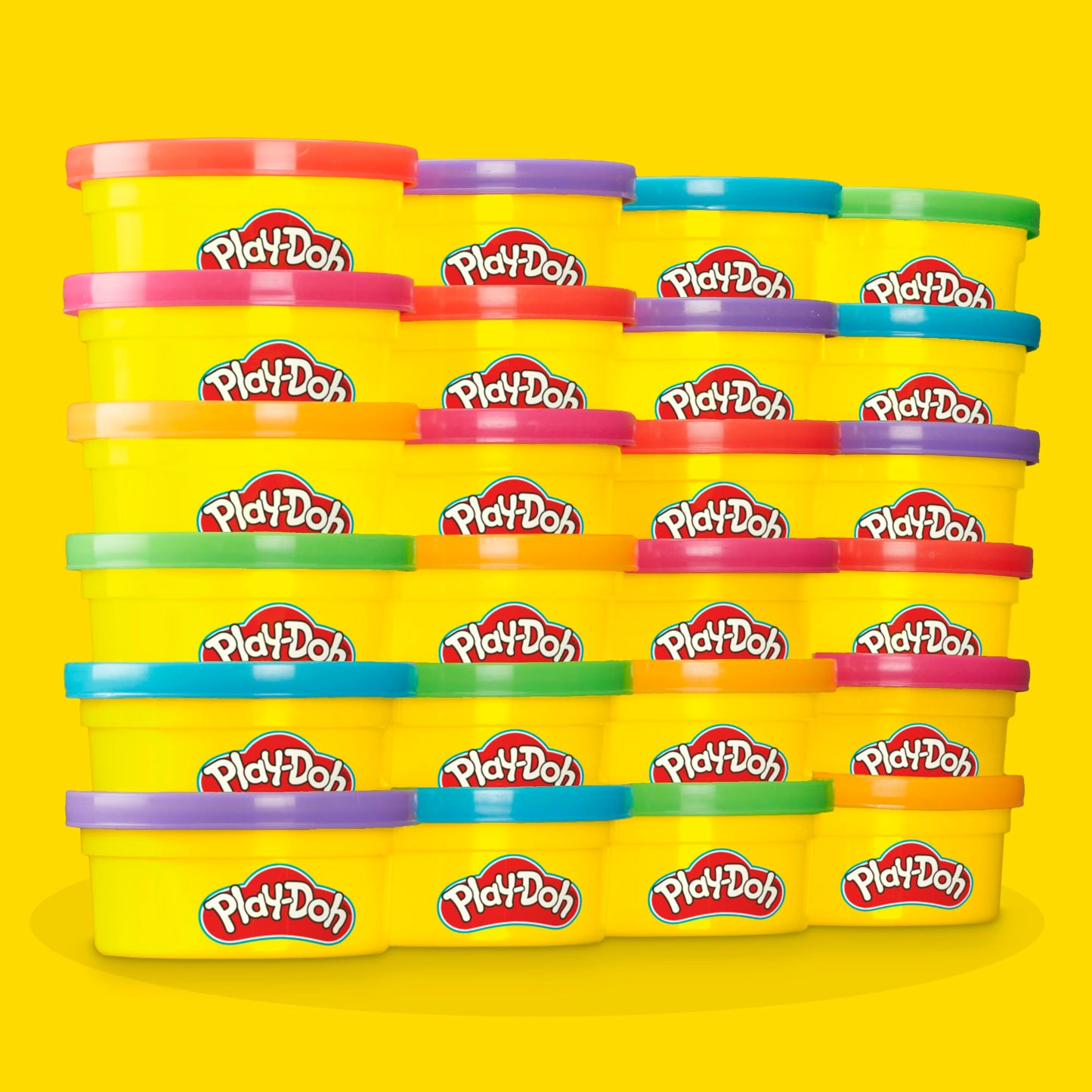 Play-Doh Fantastic Party Pack, 24 cans of modeling clay, each 56 grams in 4 colors, plus 24 matching cutters, great to bring along or share with children aged 3 and over - F9822