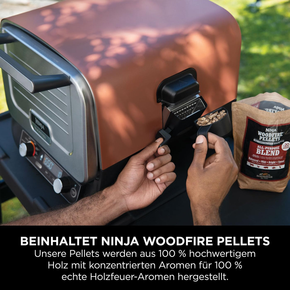 Ninja Woodfire Outdoor Oven, 8-in-1 Pizza Oven, BBQ Smoker with Grilling Rack - OO101EU