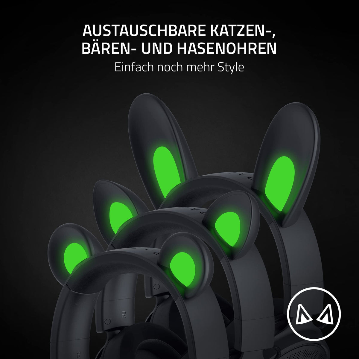 Razer Kraken Kitty V2 Pro - Wired RGB headset with interchangeable ear cups and reactive stream lighting (TriForce Titanium 50mm drivers, HyperClear cardioid microphone) Black - RZ04-04510100-R3M1