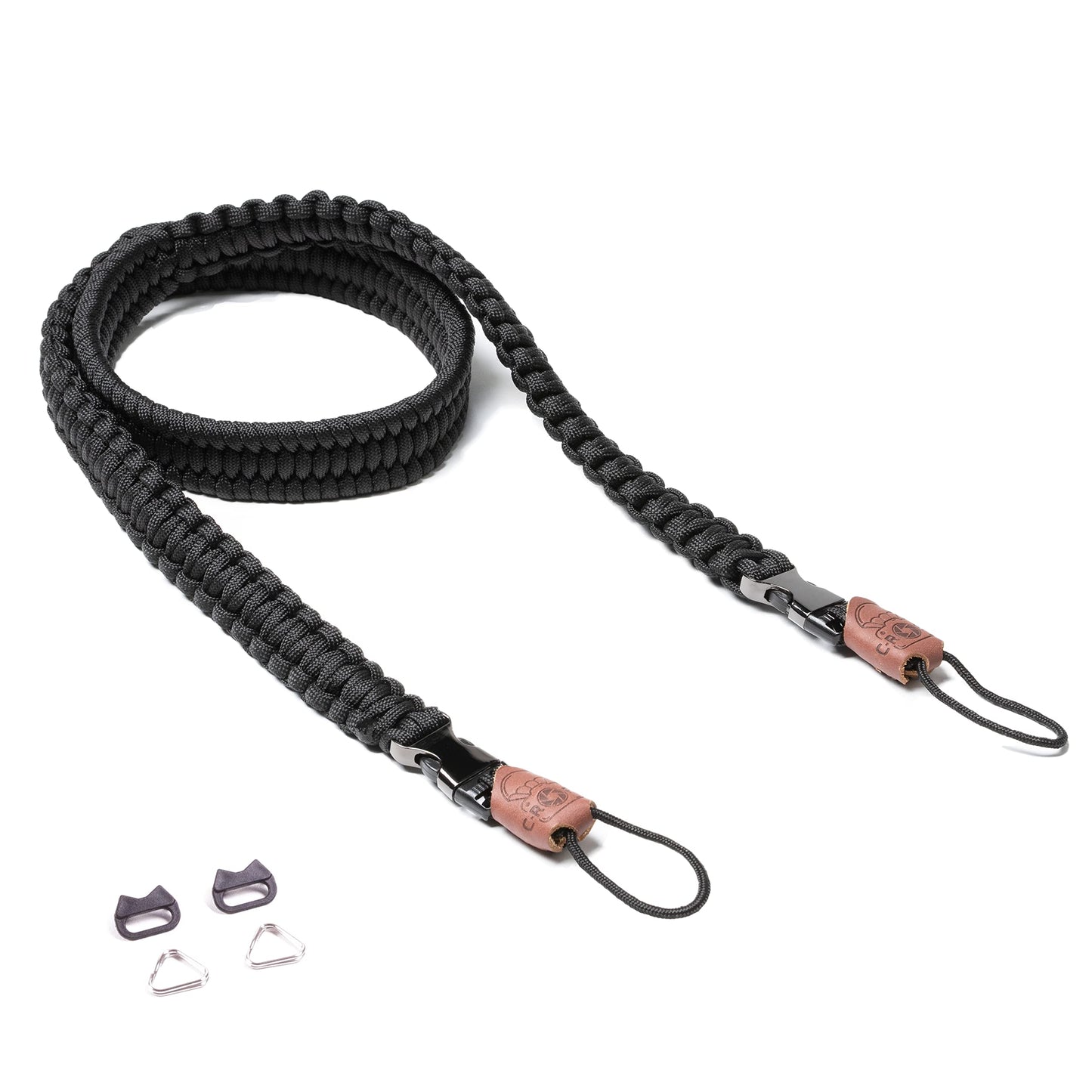 C-Rope camera strap THE TRAVELER hand-braided from paracord, shoulder strap with quick release, 100cm, black - CRP-TRL-100-BLK